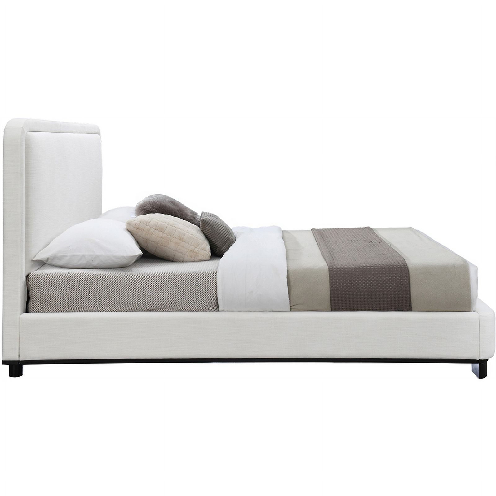 Meridian Furniture Nolita Cream Linen Textured Fabric King Bed