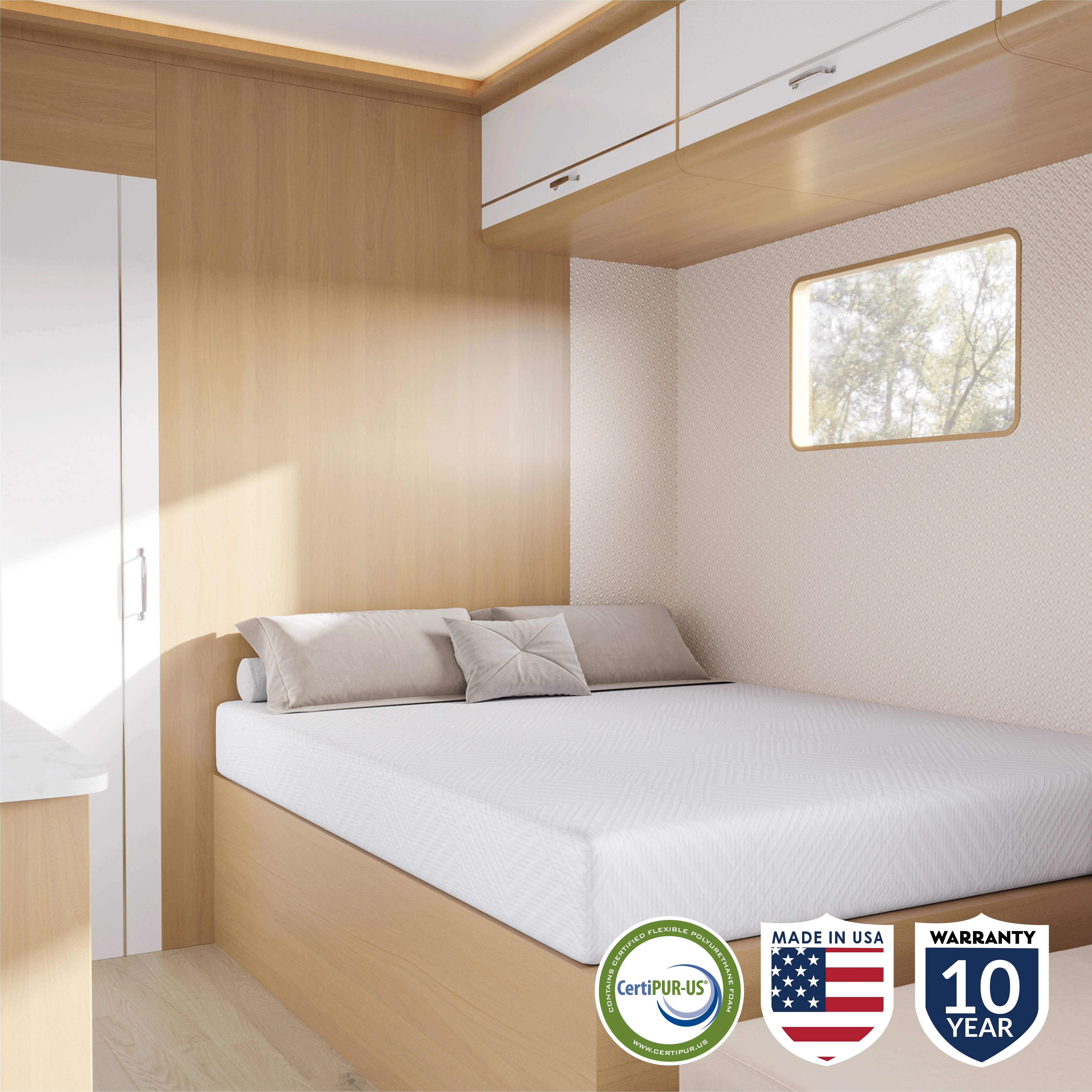 Short King Size for RVs, 10 inch Memory Foam Mattress, Campers Trailers Mattress in a box