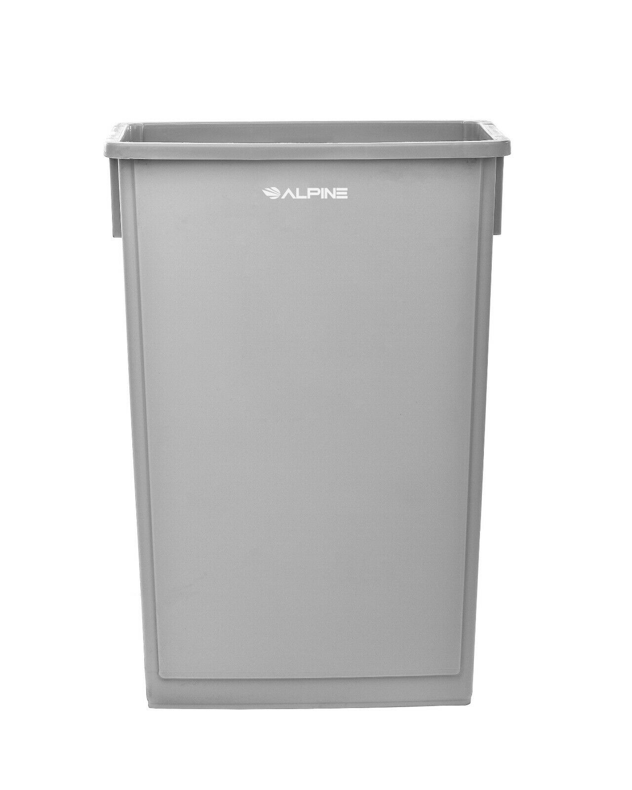 Alpine Industries 23 Gal Gray Slim Commercial Trash Can with Swing Lid Combo