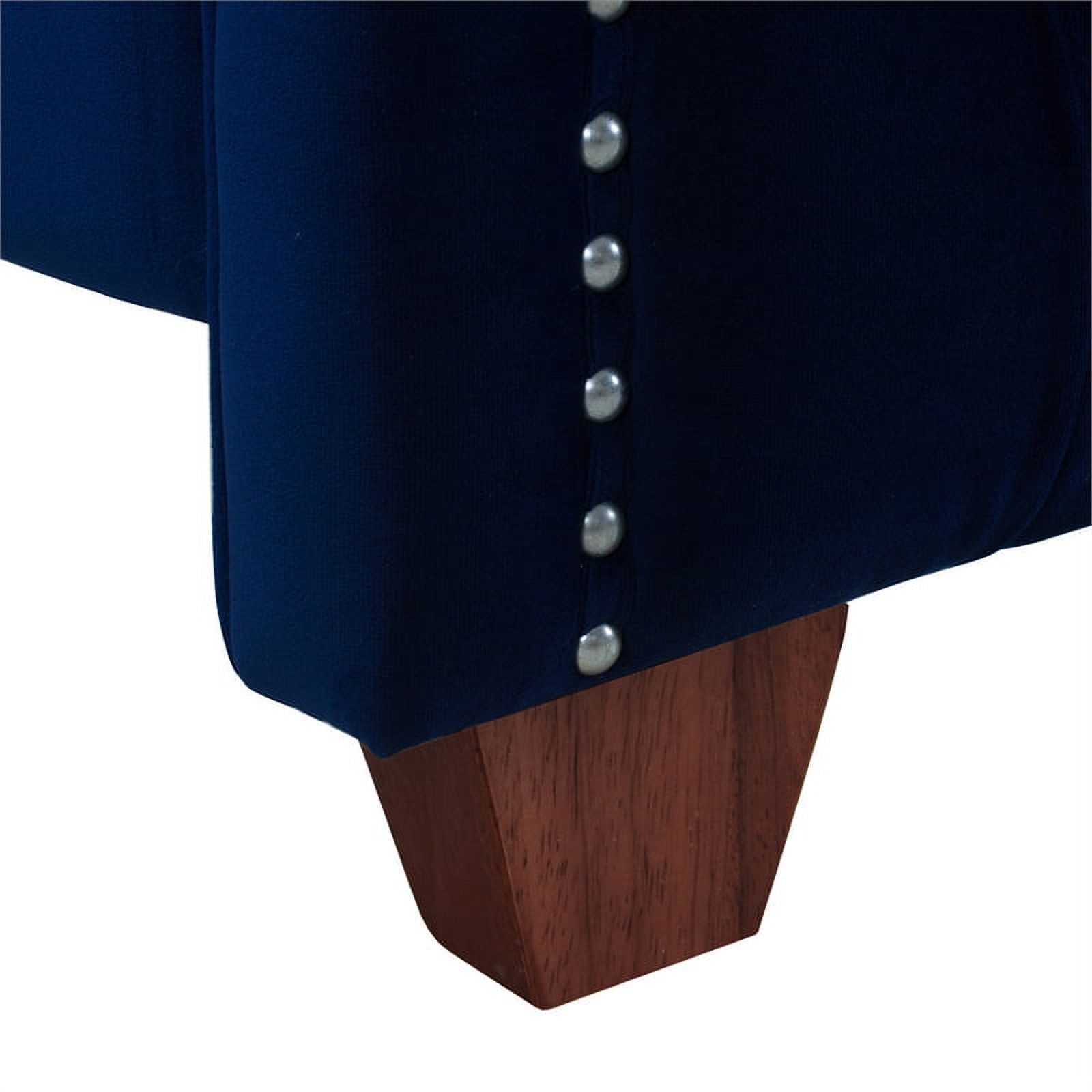 Maklaine Modern Hardwood Tufted Wingback Queen Bed in Navy Blue