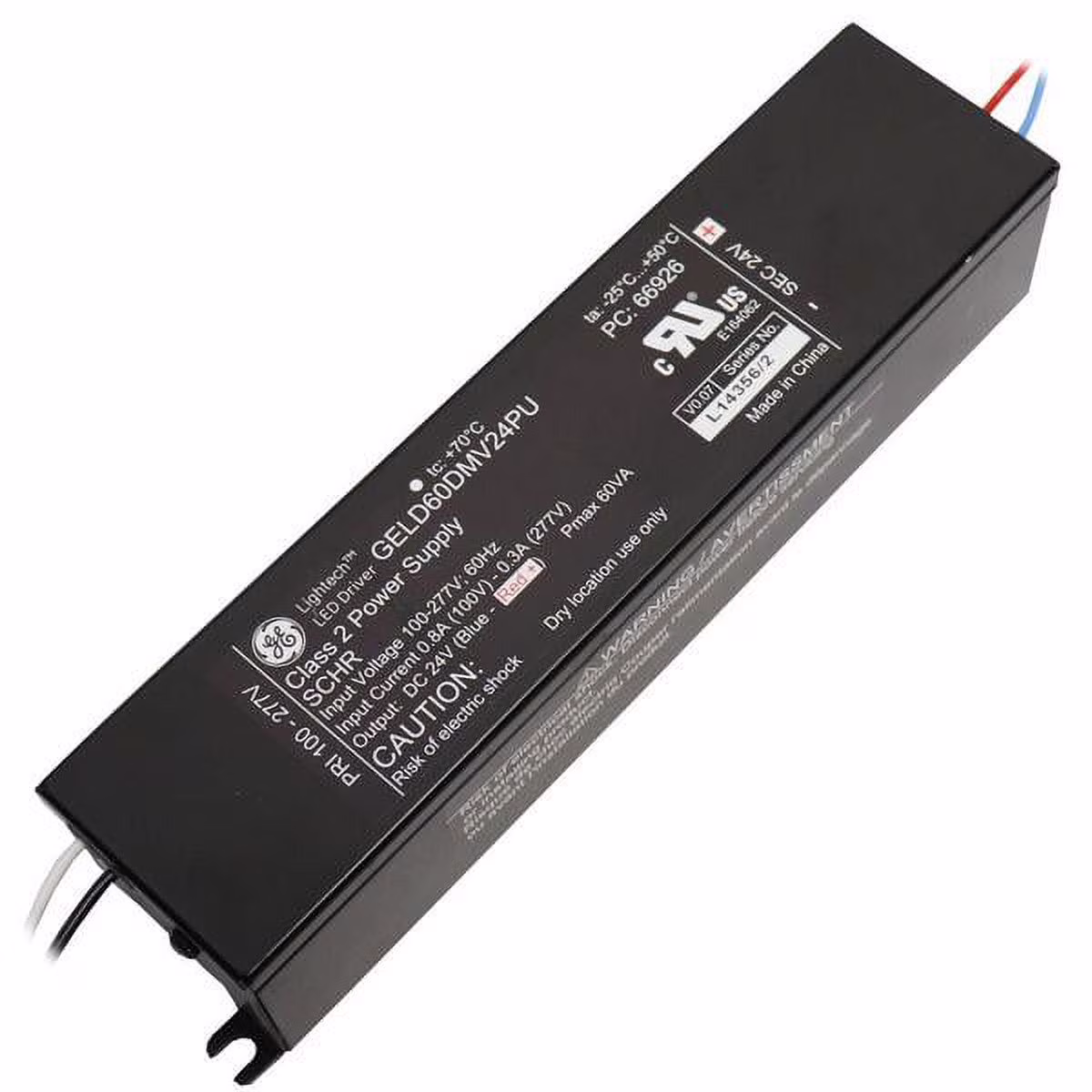 GE CURRENT GELD60DMV24PU LED Driver,120-277 V,60 W,24 V