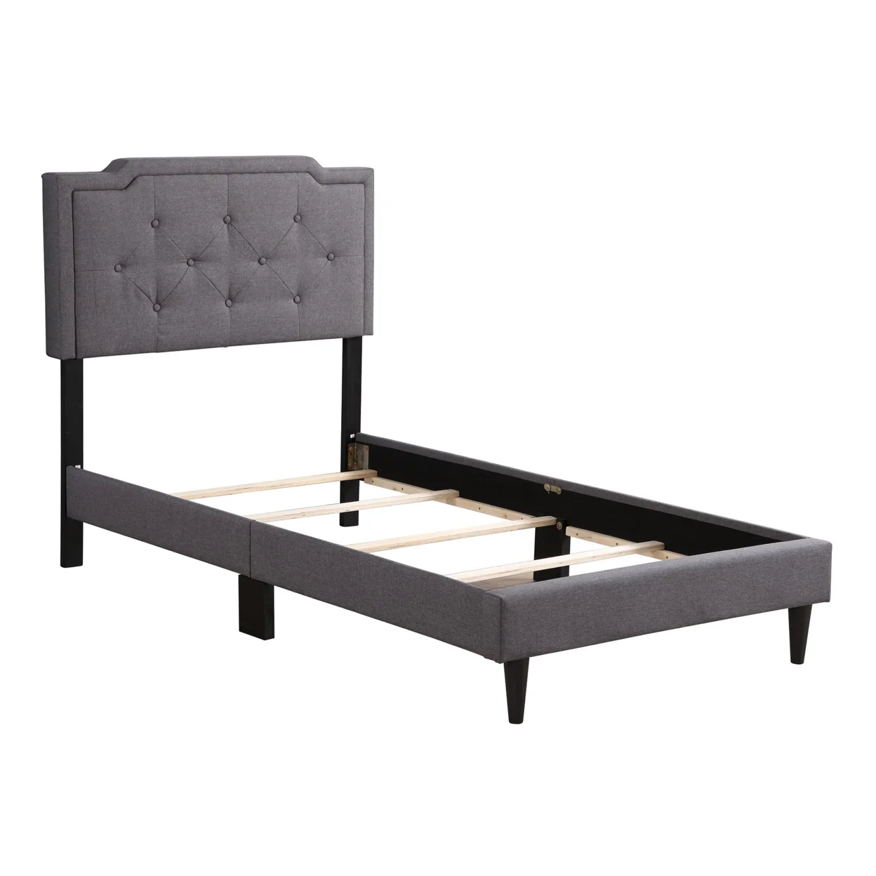 Home Bedroom Furniture Deb Jewel Gray Tufted Twin Panel Bed