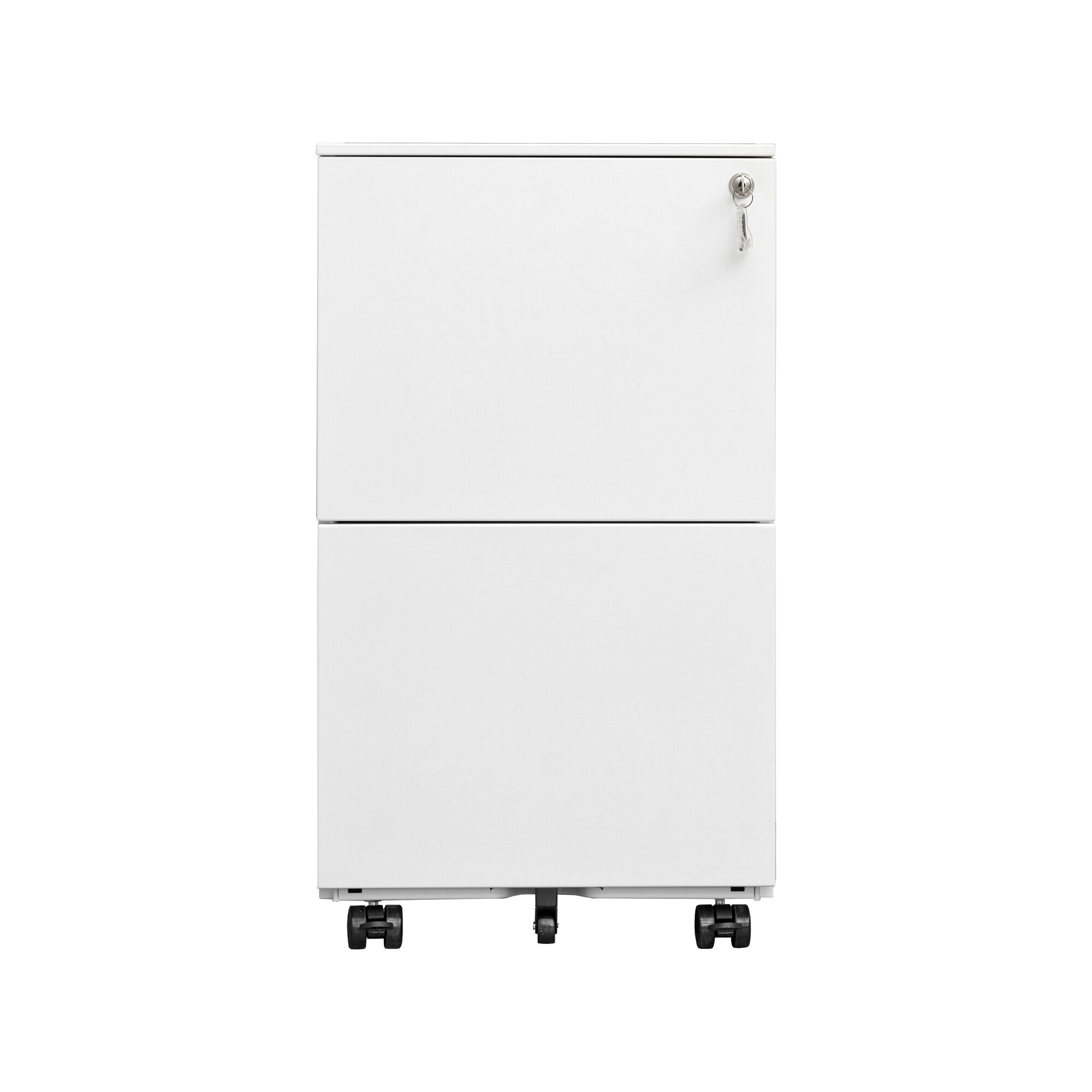 BESTCOSTY 2 Drawer Steel Mobile Filing Cabinet with Lock and Anti-tilt Wheels White