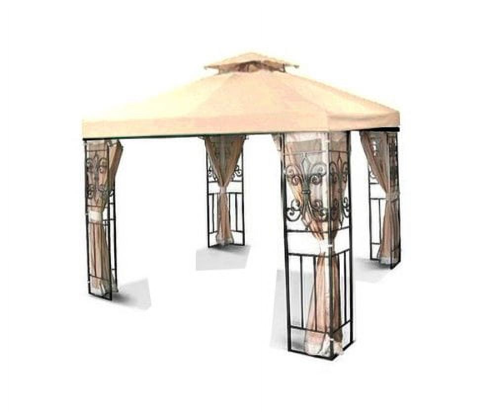 NEW 10 x 10 TWO TIER REPLACEMENT GAZEBO CANOPY TOP COVER SUN SHADE 10x10 BEIGE