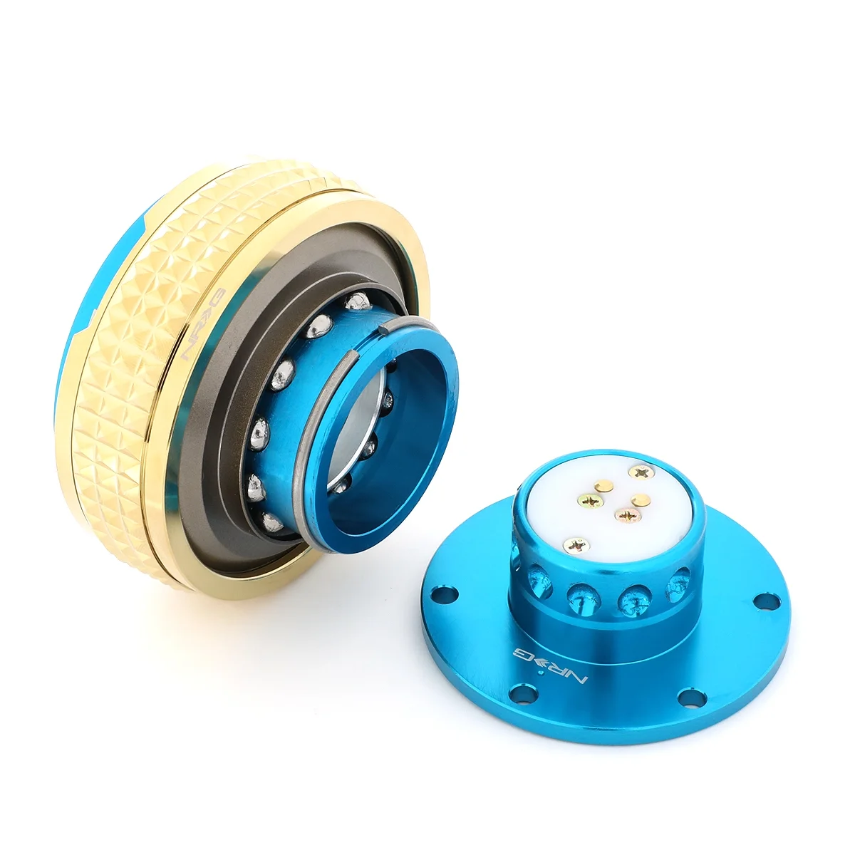 NRG Innovations NRG-SRK-210NB-CG NRG Innovations SRK-210NB-CG Steering Wheel Quick Release Adapter Gen 2.1 New Blue Body/Gold Pyramid Ring