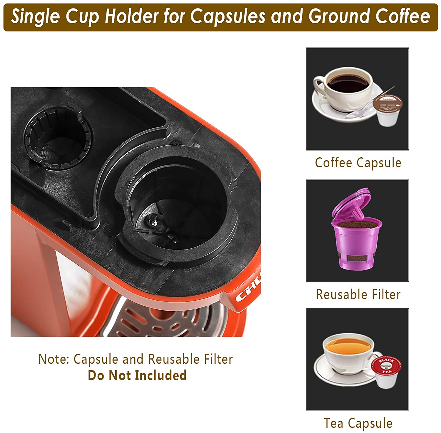 CHULUX Coffee Maker Single-Serve Coffee Machine for Capsule,Orange
