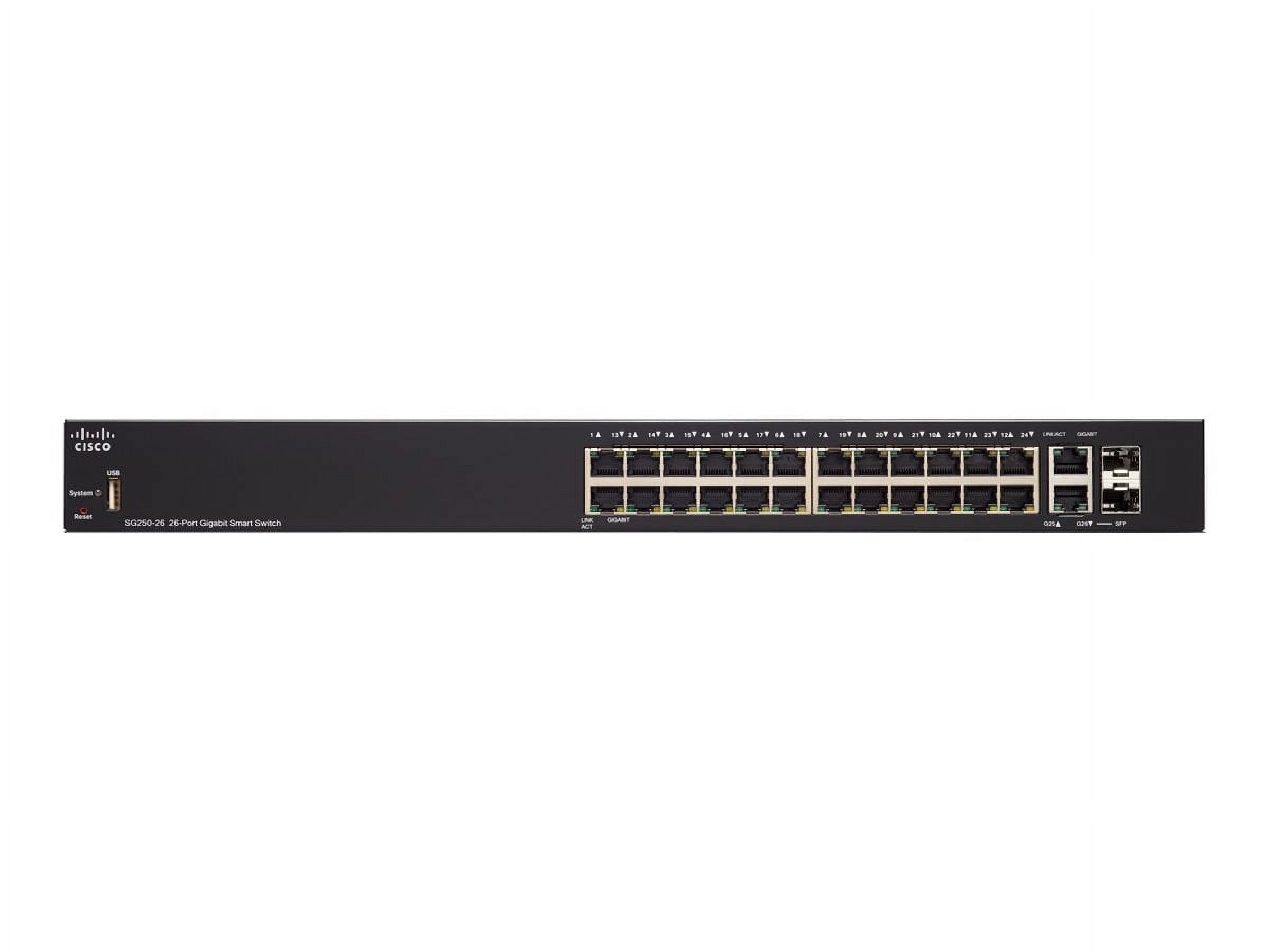 Cisco 250 Series SG250-26 - Switch - smart - 24 x 10/100/1000 + 2 x combo Gigabit SFP - rack-mountable