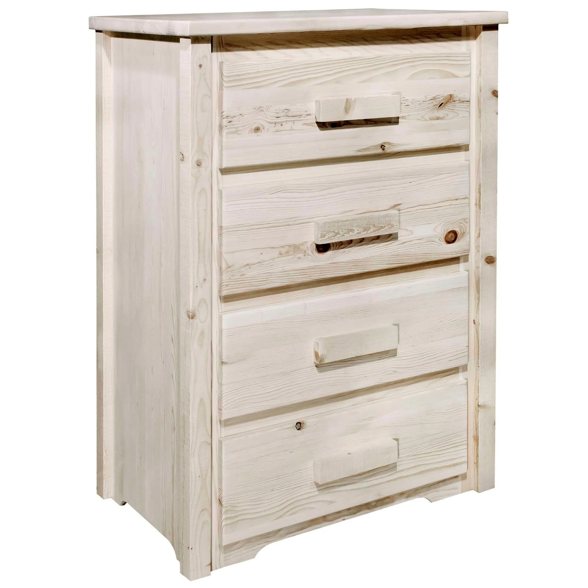 Homestead Collection 4 Drawer Chest of Drawers, Clear Lacquer Finish