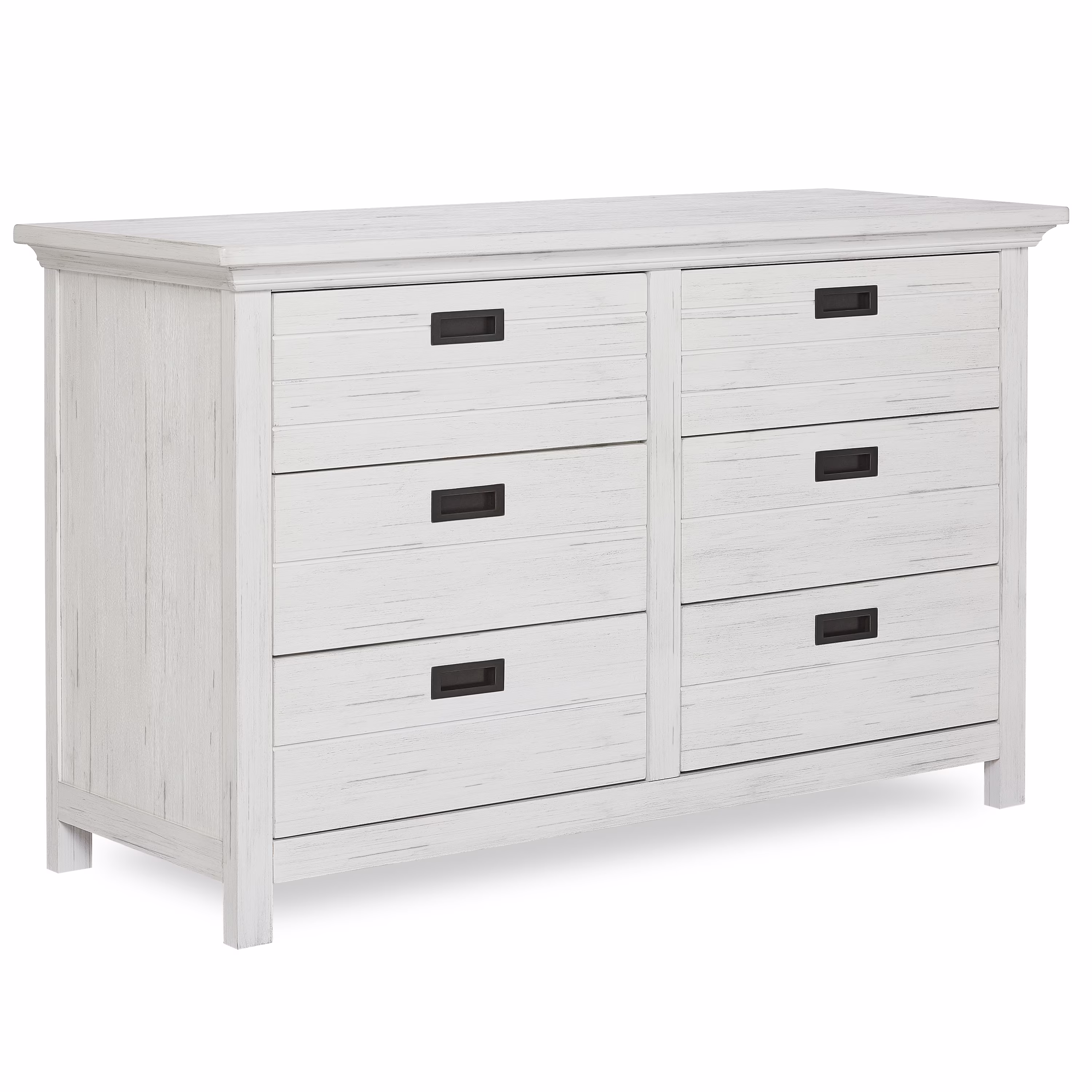 Evolur Waverly 6 Drawer Double Dresser, Weathered White