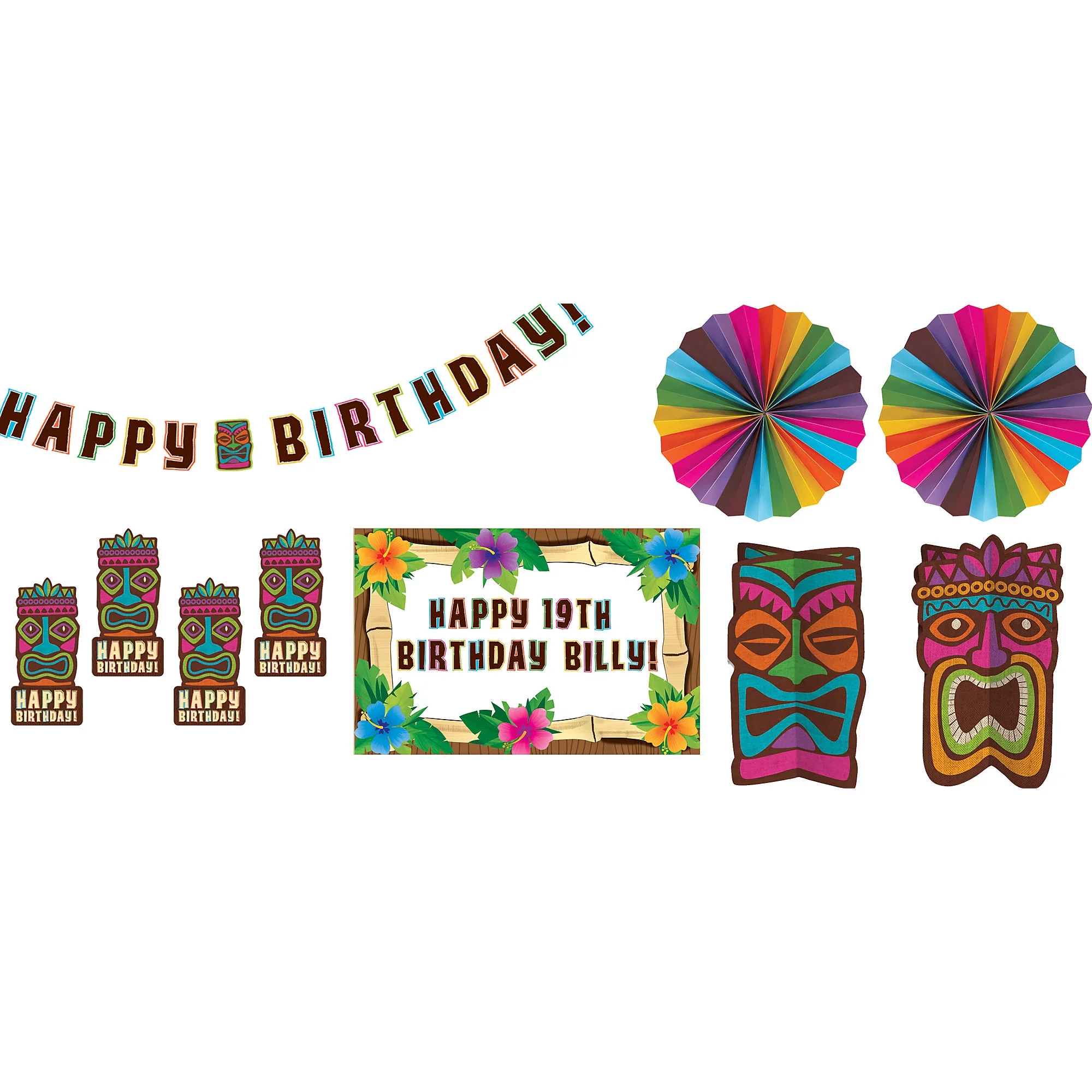 Tropical Tiki Birthday Room Decorating Kit 8pc