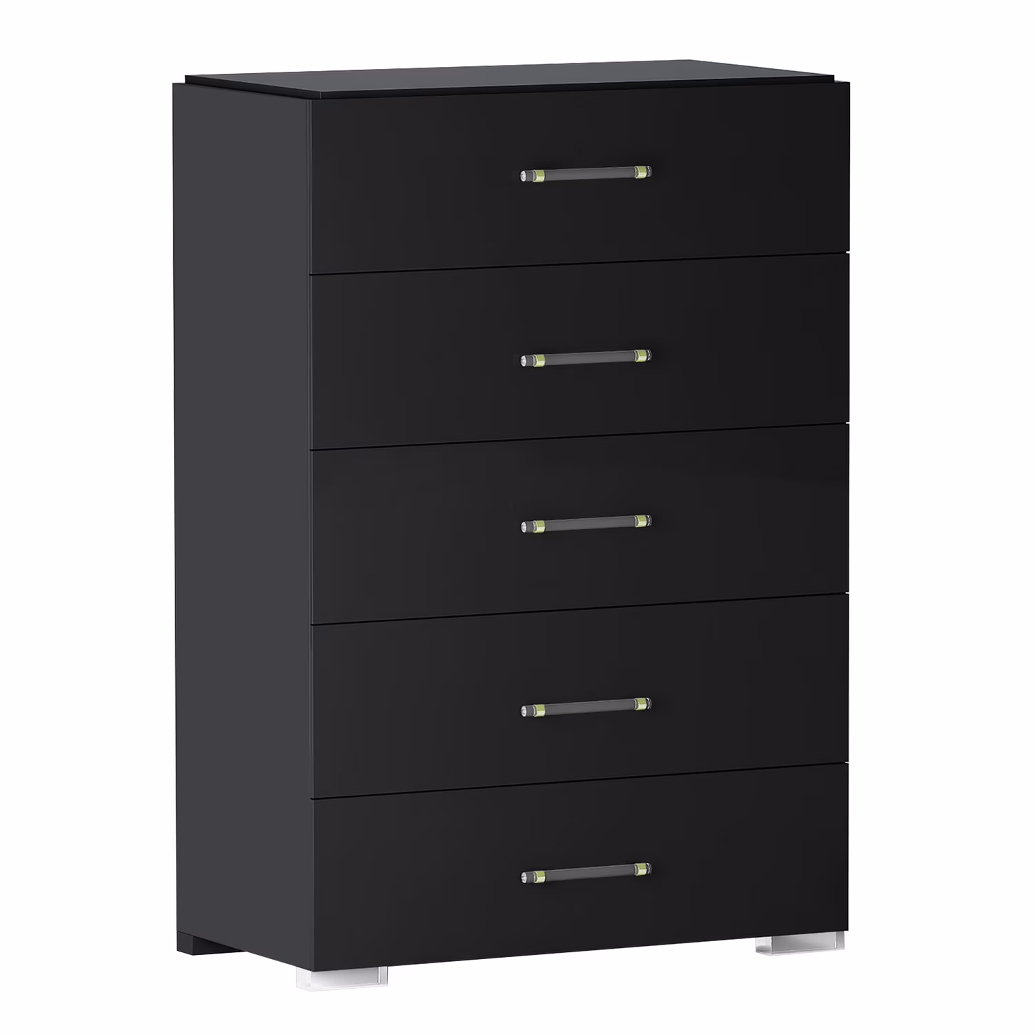 Chintaly Modern 5-Drawer Gloss Black Bedroom Chest