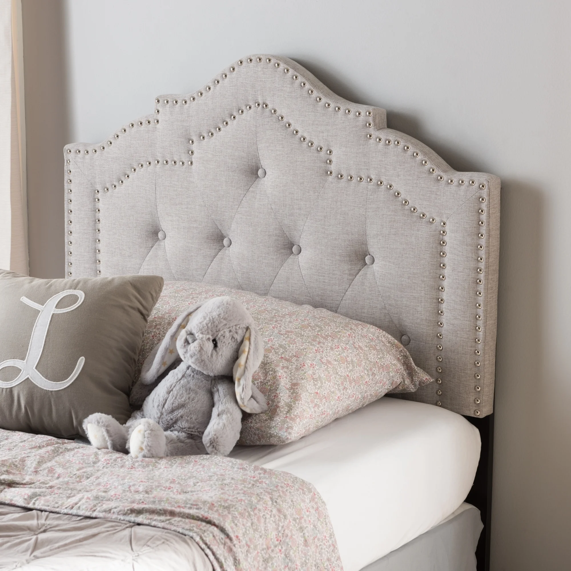 Copper Grove  Bigwind Fabric Headboard Grey Queen