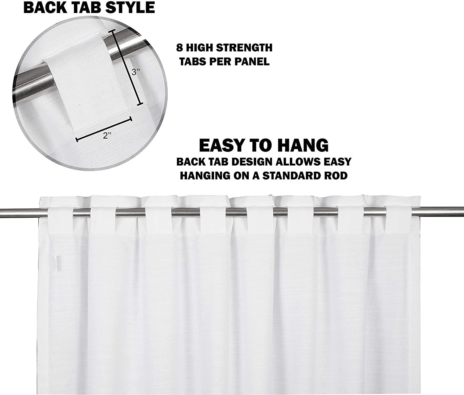 White Cotton Curtains Set Of 2,White Cotton Curtains 50 Inch Wide & 96 Inch Long, White,Farm House Curtain,Tab Top curtains,White Cotton Curtain,White Panel Curtains,Cotton Slub Duck Curtains 50x96 White