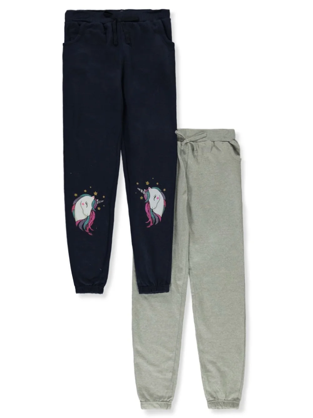 Freestyle Revolution Girls' 2-Pack Unicorn Joggers - navy/gray, 12 (Big Girls)