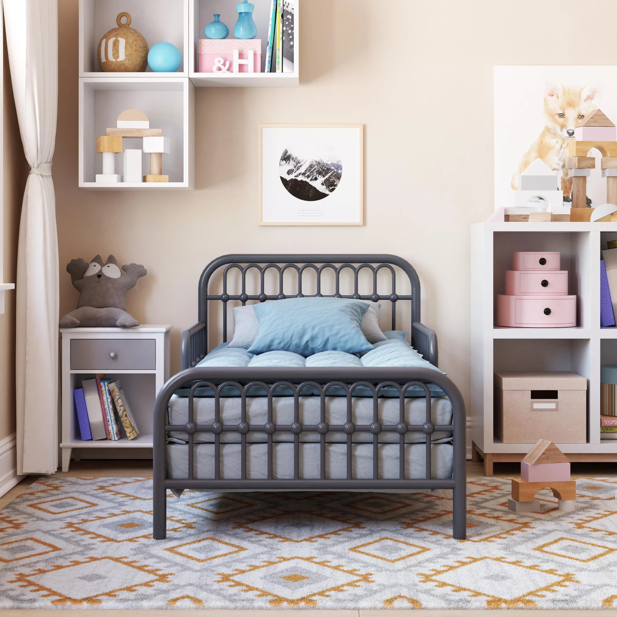 Little Seeds Monarch Hill Ivy Metal Toddler Bed, Graphite Gray