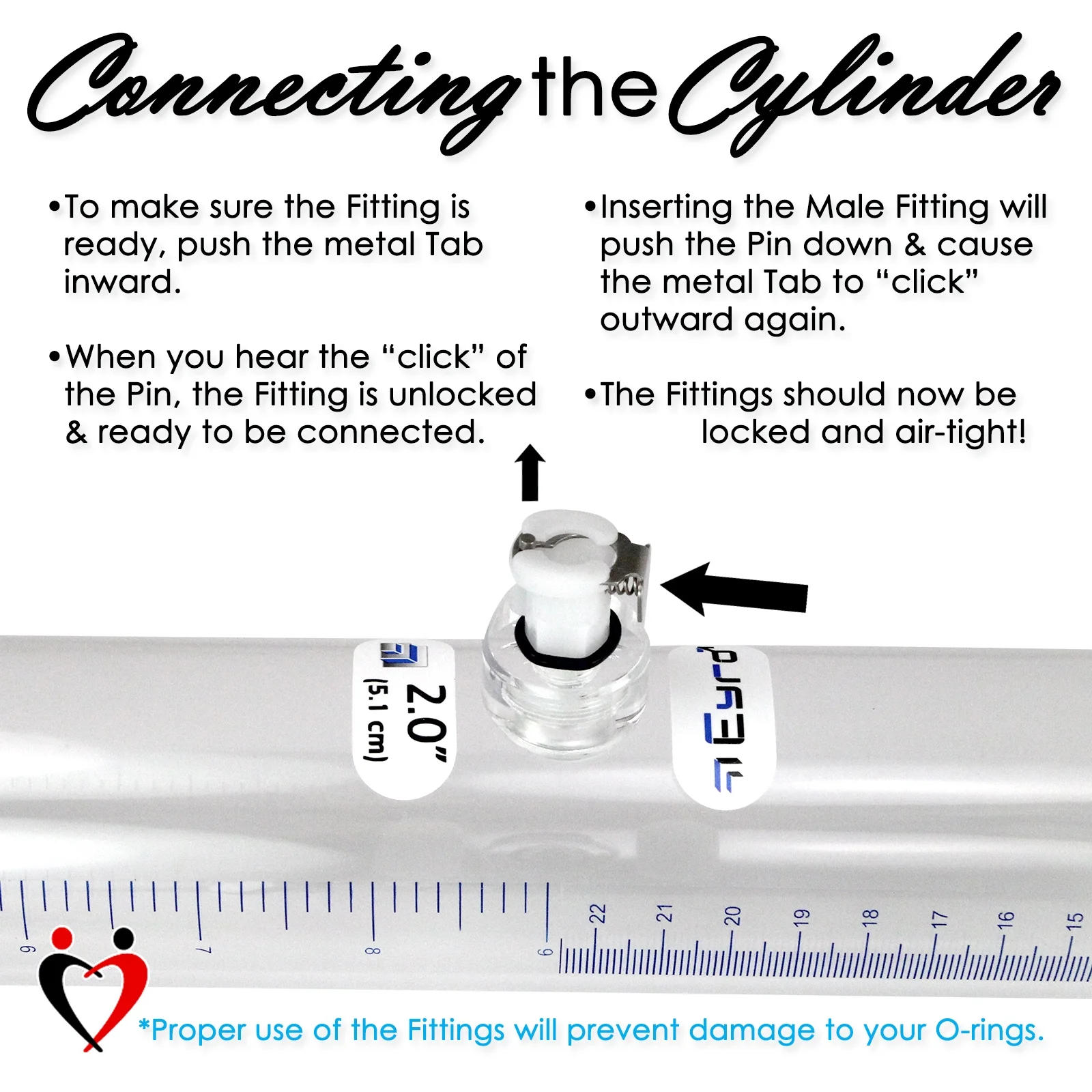 LeLuv Buddy Penis Pump | Blue Maxi Ergonomic Handle | Double-Ended 18 inch Length x 2.0 inch Diameter Cylinder | 2x TPR Seals