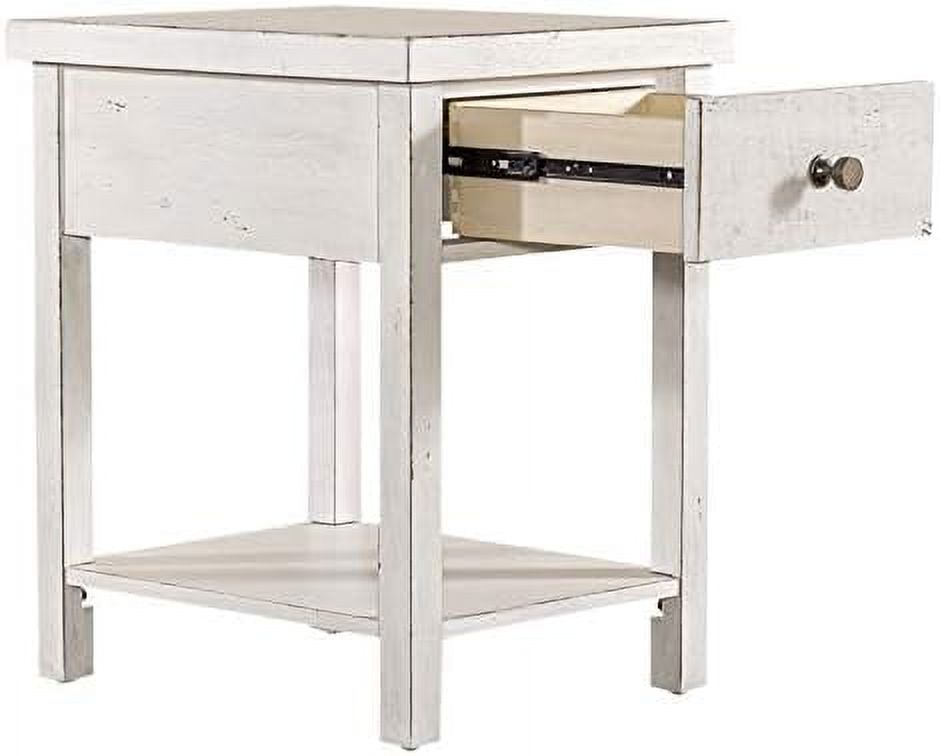 RUNFAYBIU Modern Farmhouse White Drawer Chair