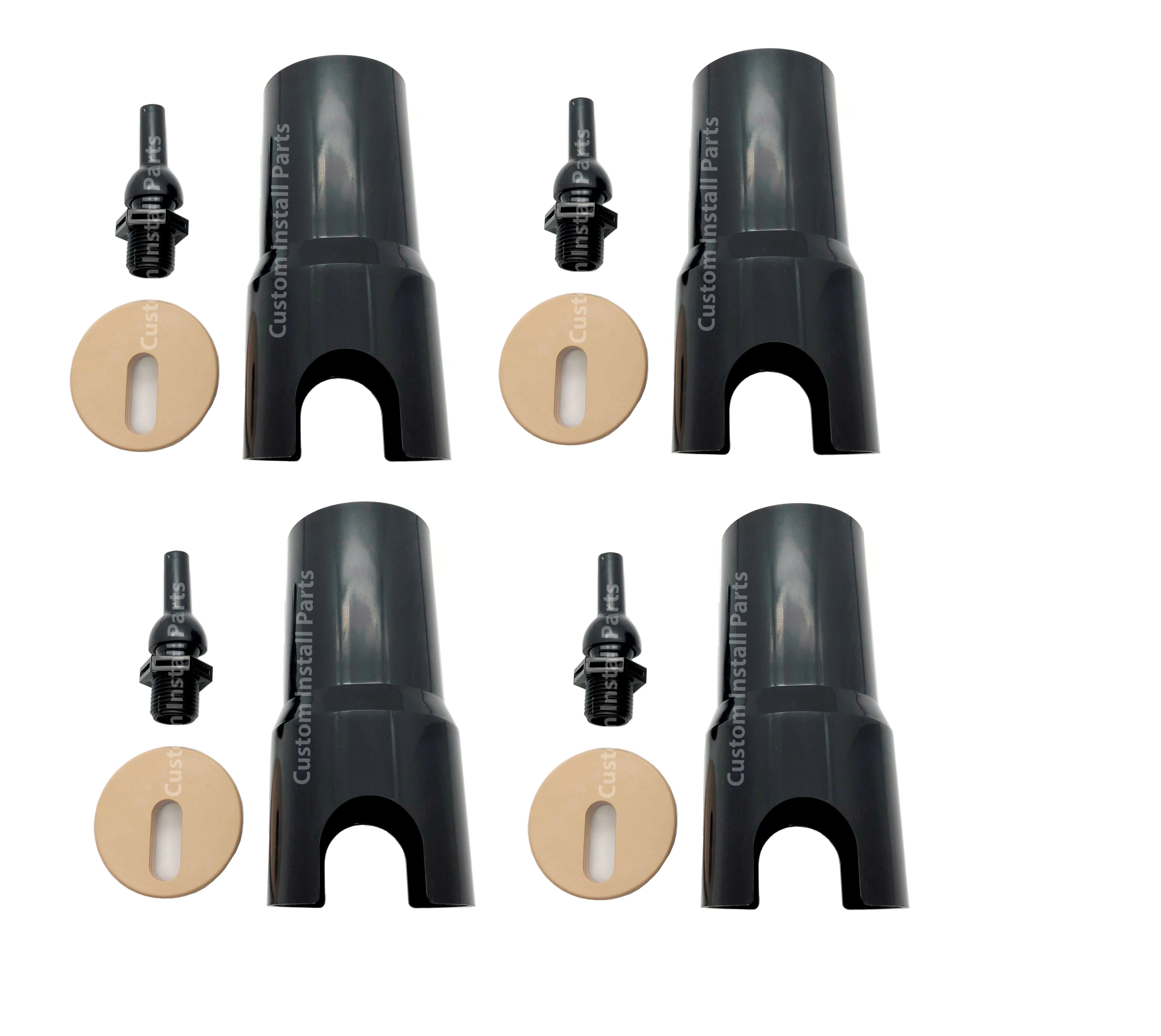 Four Pack Deck Jet Pool Spa Splash Pad Accessory Waterfall Stream Water Fountain Sprayer Arc Feature with Tan Cap