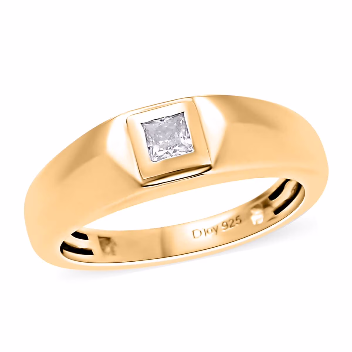 Shop LC Moissanite Square 925 Sterling Silver Vermeil Yellow Gold Plated Solitaire Ring for Women Jewelry Size 9 Ct 0.12 Birthday Gifts for Women