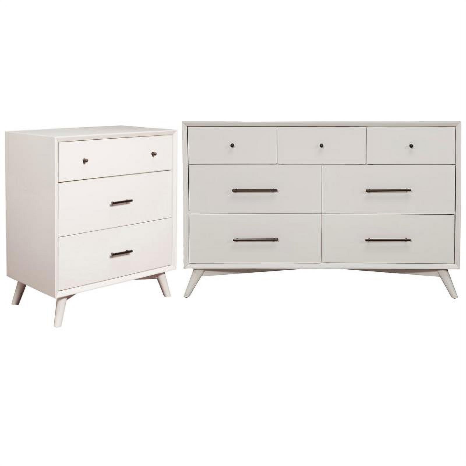 Home Square 2 Piece Furniture Set with 7-Drawer Dresser & Small Chest in White