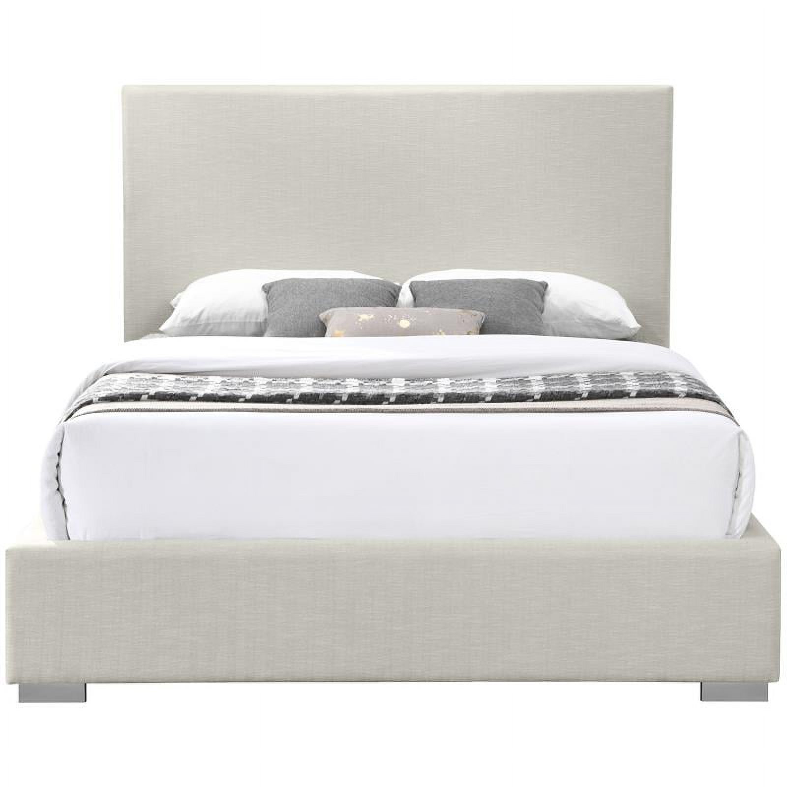 Meridian Furniture Crosby Beige Linen Textured Fabric Queen Bed