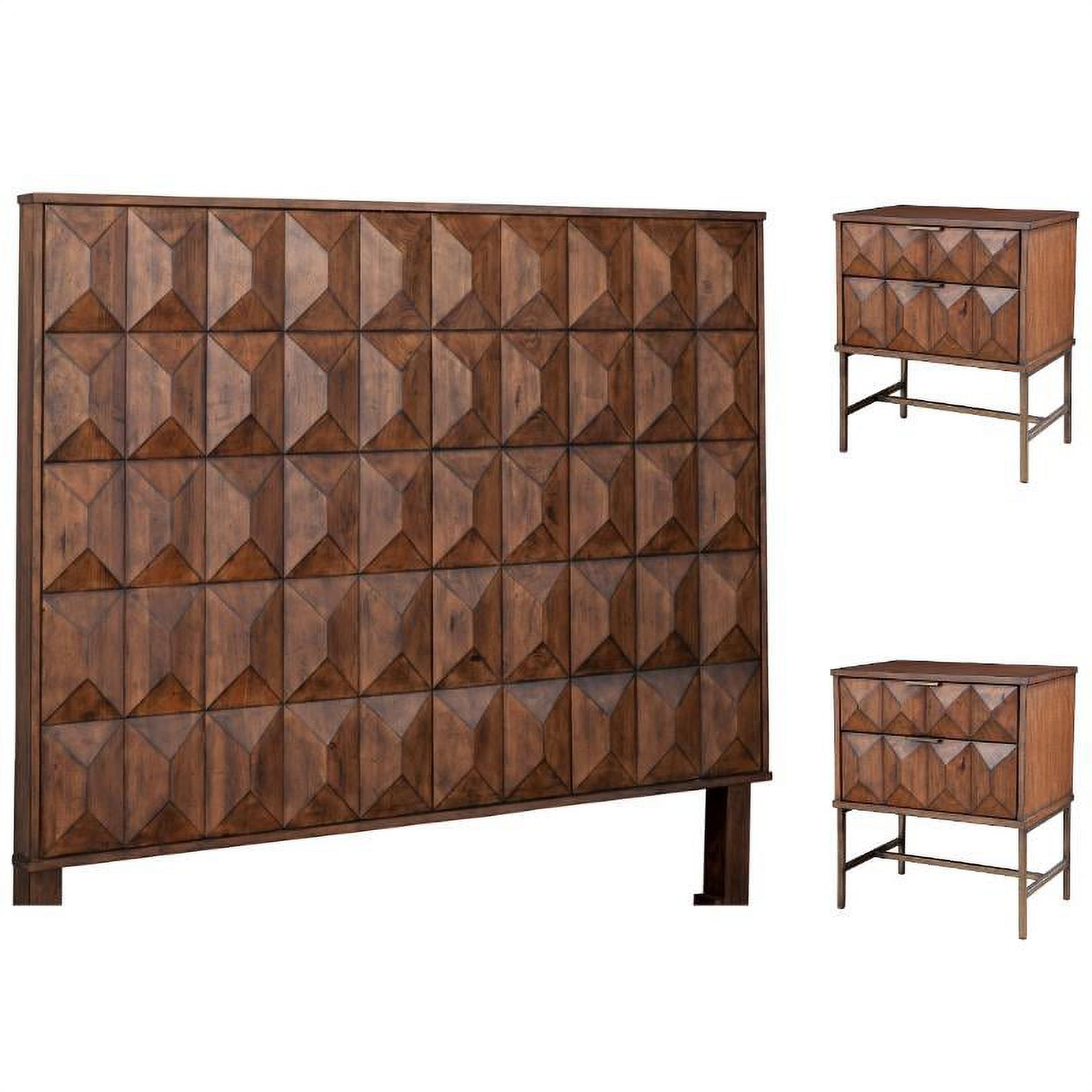 Home Square 3-Piece Set with Trig California King Headboard & 2 Nightstands