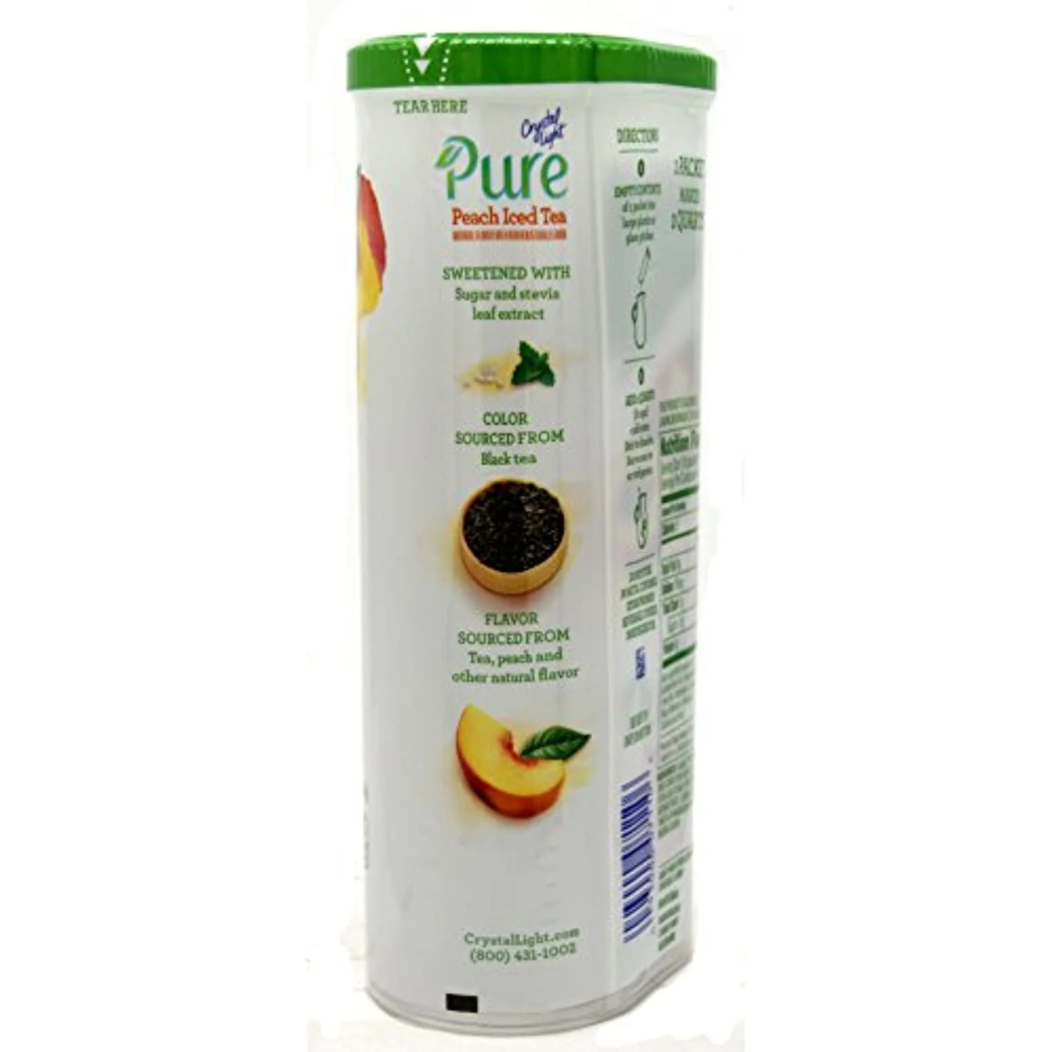 Crystal Light Pure Peach Iced Tea Drink Mix, 10-Quart Canister (4 Canister Pack)