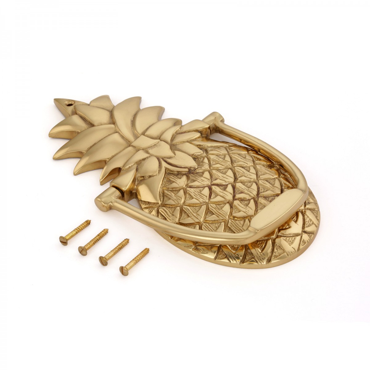 Brass Pineapple Shaped Door Knocker 8 Inches H Solid Brass Vintage Decorative Front Door Or Gate Metal Knockers with Lacquered Finish and Mounting Hardware Renovators Supply Manufacturing