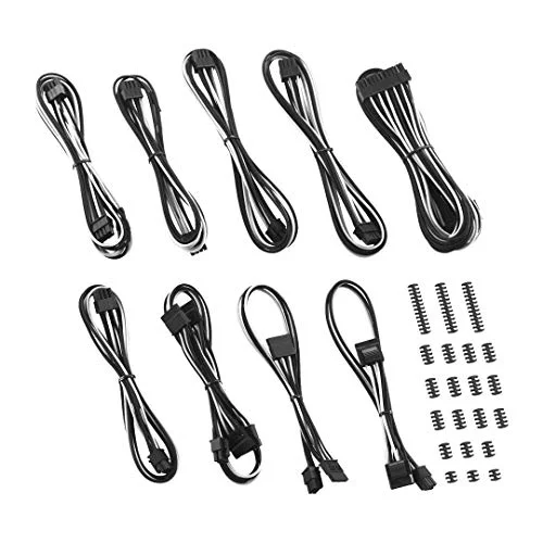 CableMod C-Series ModFlex Sleeved Classic Cable Kit for Corsair RM Black Label/RMi/RMX (Black + White)