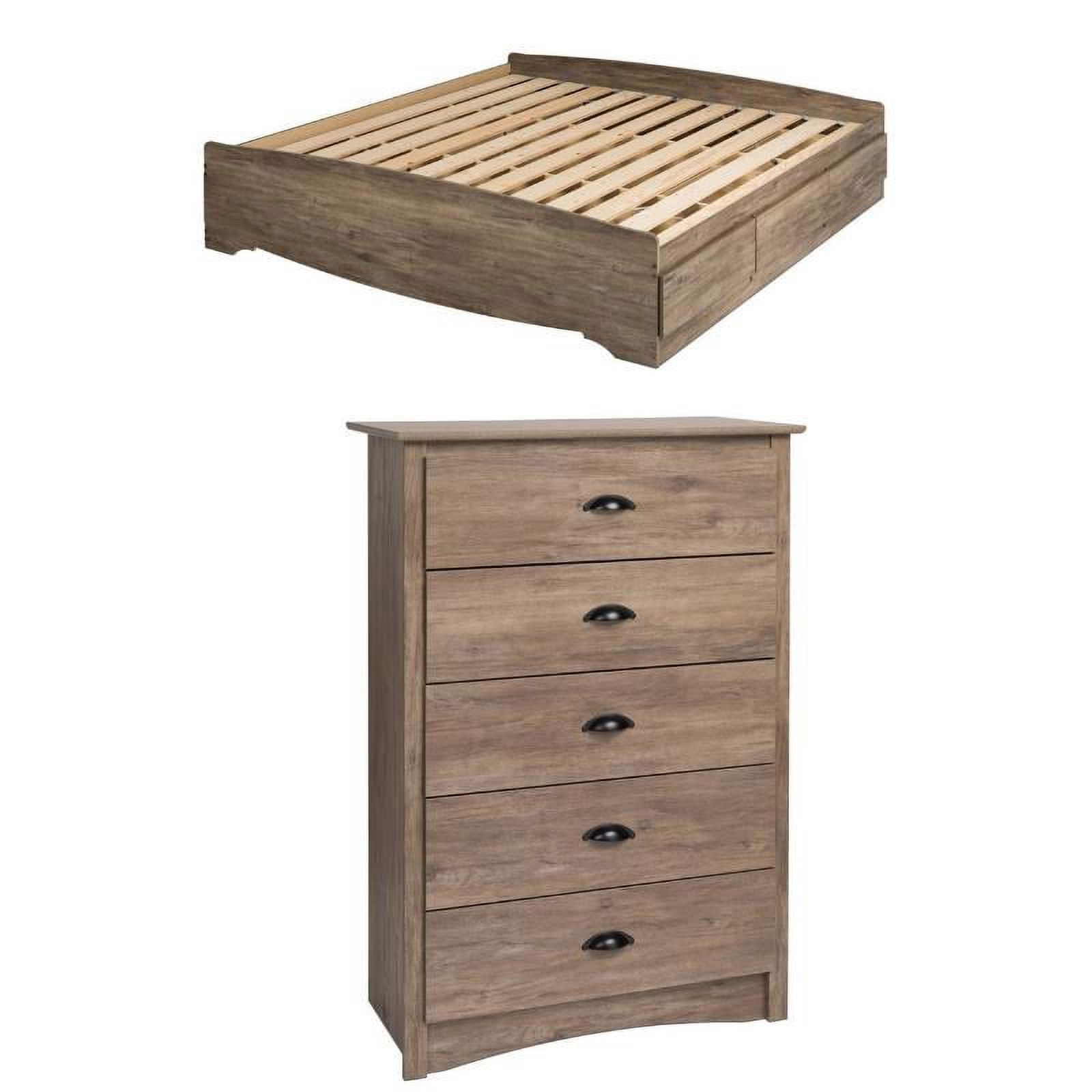 Home Square 2-Piece Set with King Platform Storage Bed and 5-Drawer Chest