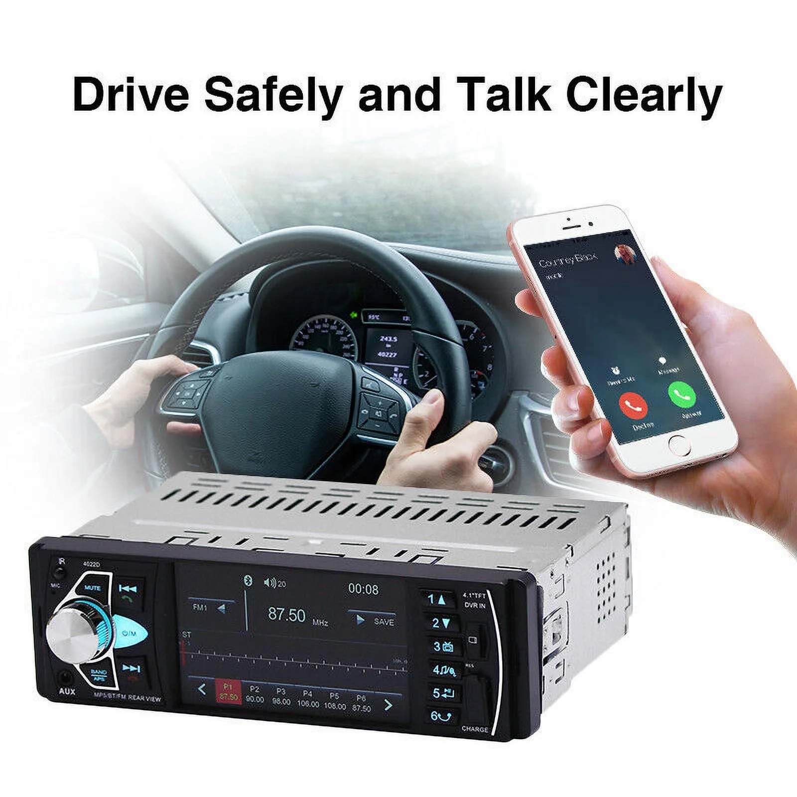 4.1 inch Car Radio Player FM Radio Music Display 1080P High Definition Display USB MP5 Player with Remote Control