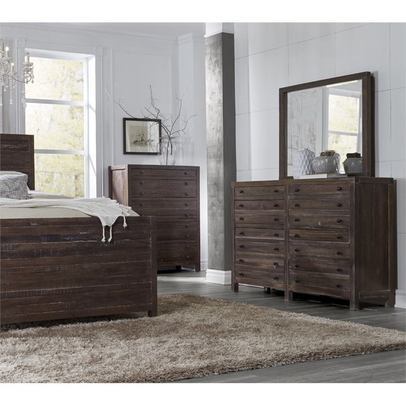 Bowery Hill 8 Drawer Solid Wood Dresser in Java
