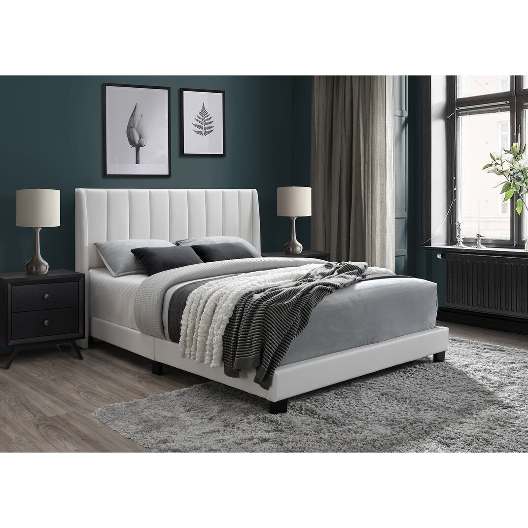 DG Casa Herman Modern Wingback Upholstered Queen Bed Grey