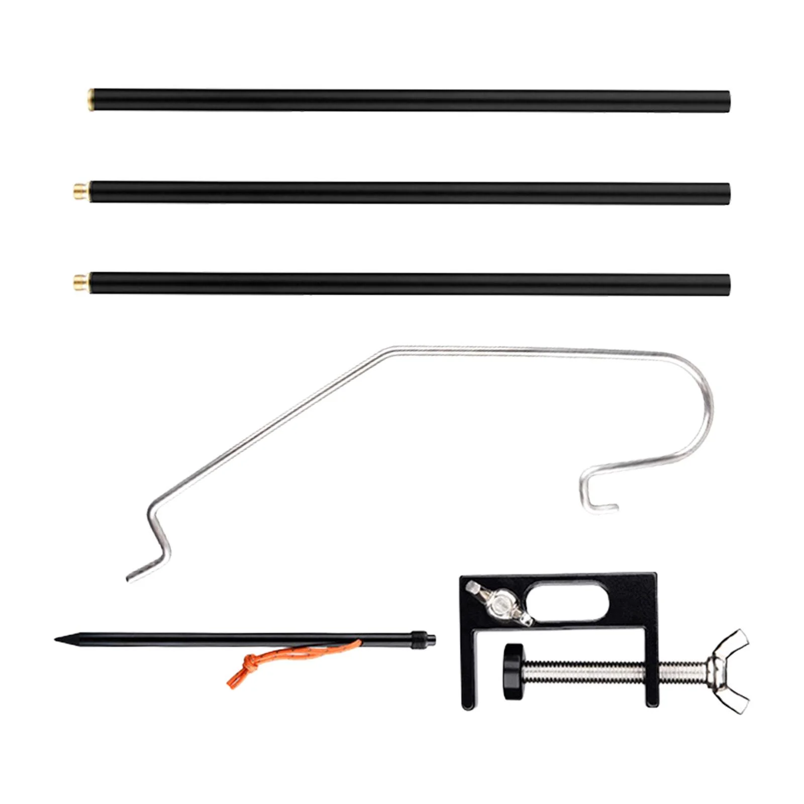 Miulika Camping Lantern Stand Lamp Stand Hook, Easy Assembly Folding Hanging Light Holder Pole with Table Clamp for Garden BBQ Travel Black