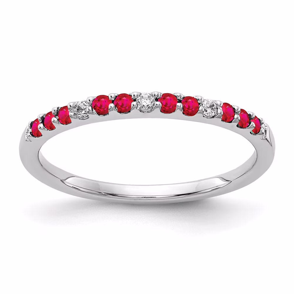 14k White Gold Diamond and Ruby Band QRM5737-RU-005-WA