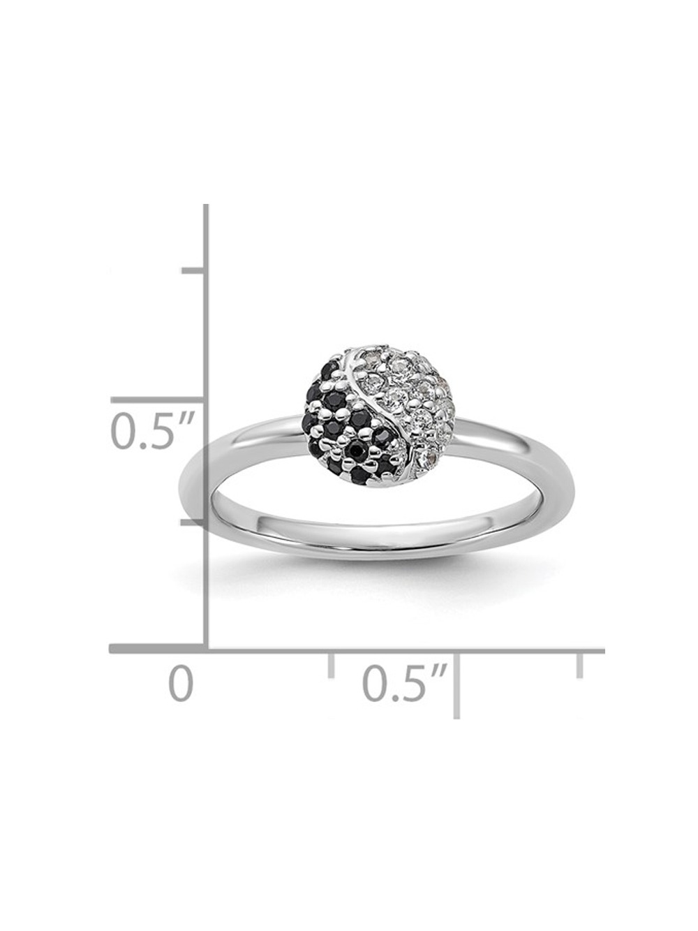 1/2 Carat (Ctw) Black Onyx and White Topaz Ring  in Sterling Silver