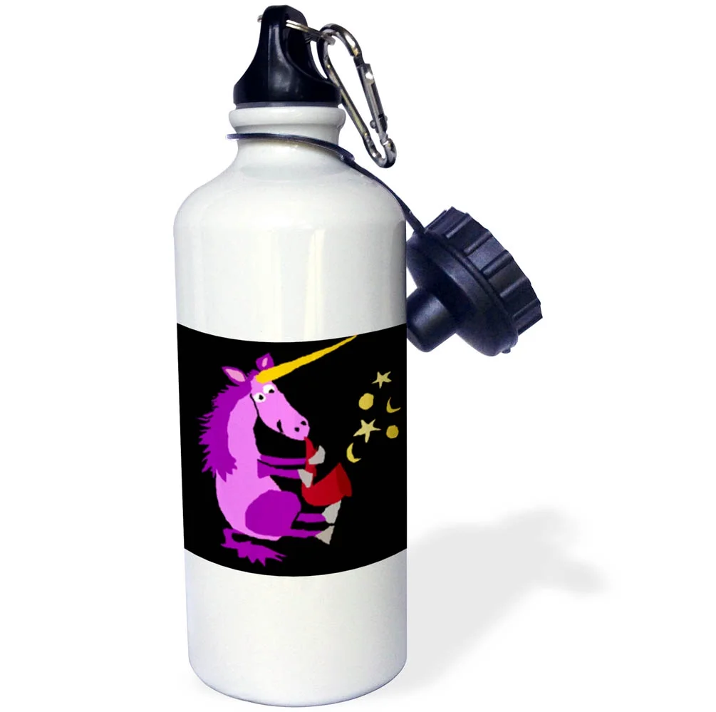 3dRose Funny Purple Unicorn Playing Red Saxophone Original Art - Straw Water Bottle, 21-ounce