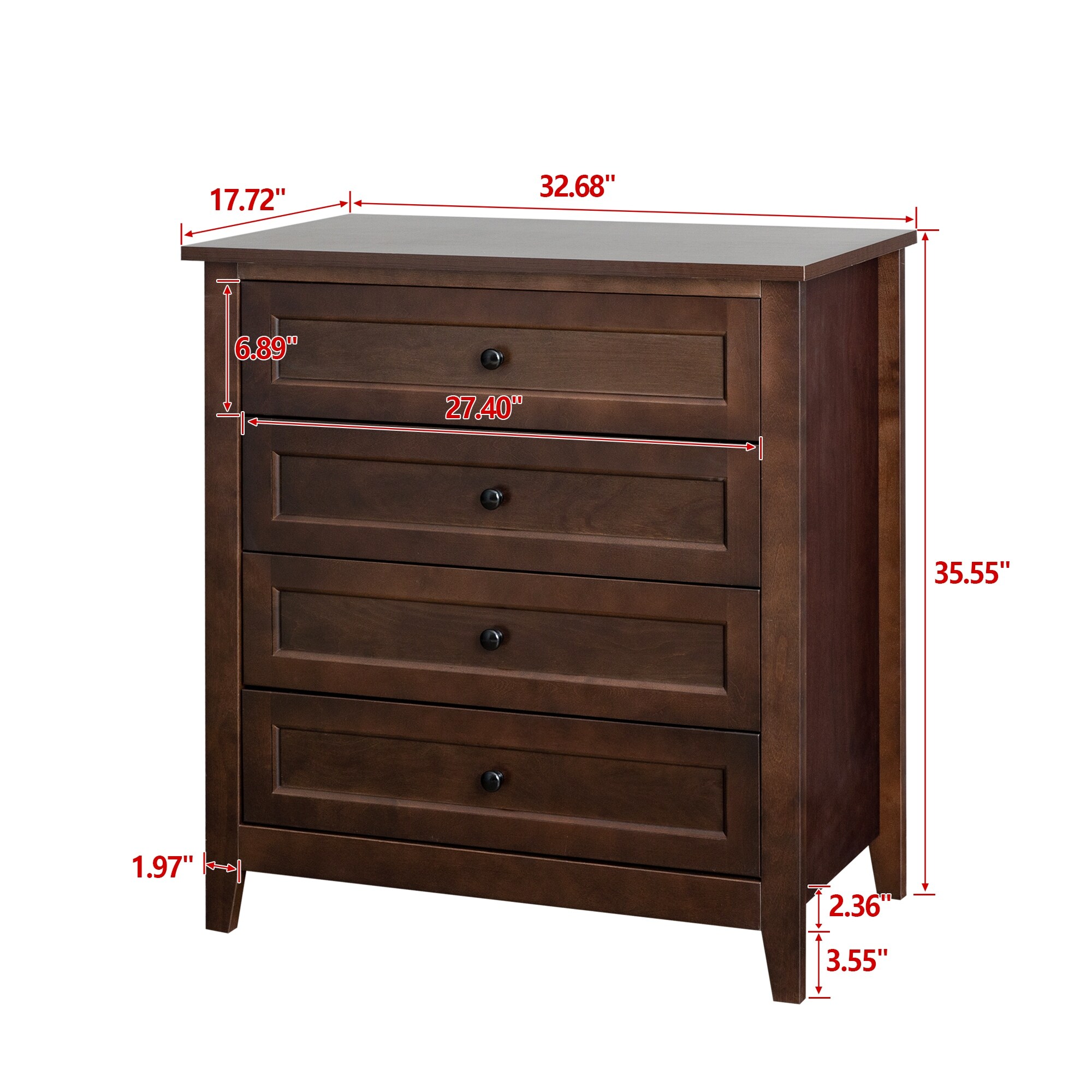 BESTCOSTY Retro 4-Drawer Dresser Cabinet