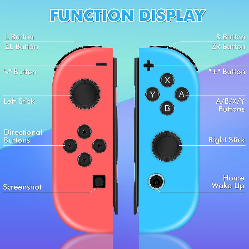 For Joy Con Controller Compatible with  Switch, Left and Right Switch Joy-con Controllers Wireless Joy Pad Joystick Replacement Remotes