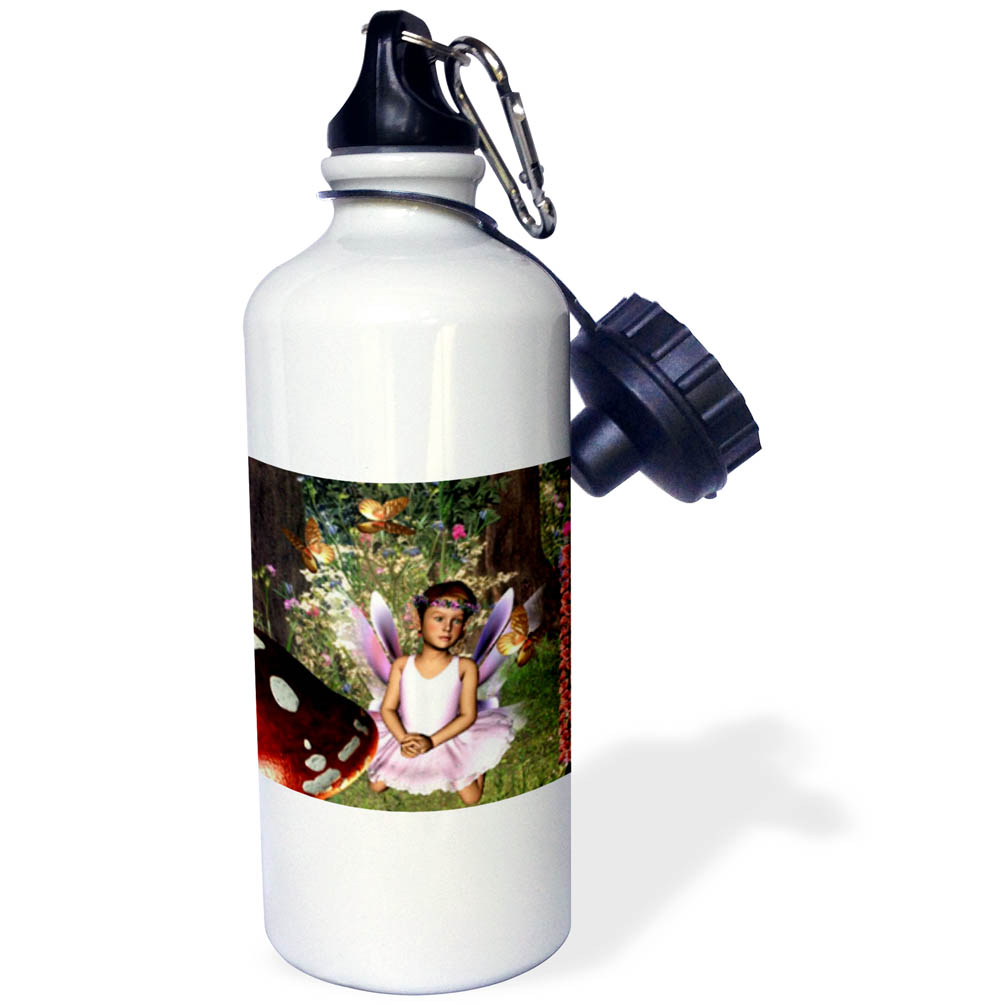 Child Fairy With Butterflies And Flowers 21 oz Sports Water Bottle wb-23209-1