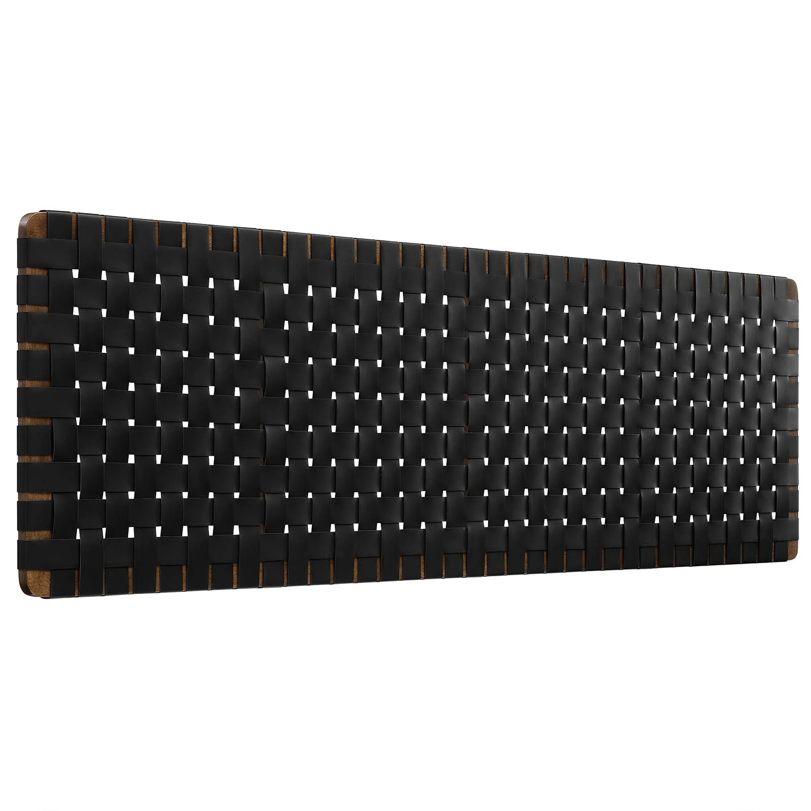 Modway Sparta Weave Wall-Mount King Vegan Leather Headboard in Walnut Black