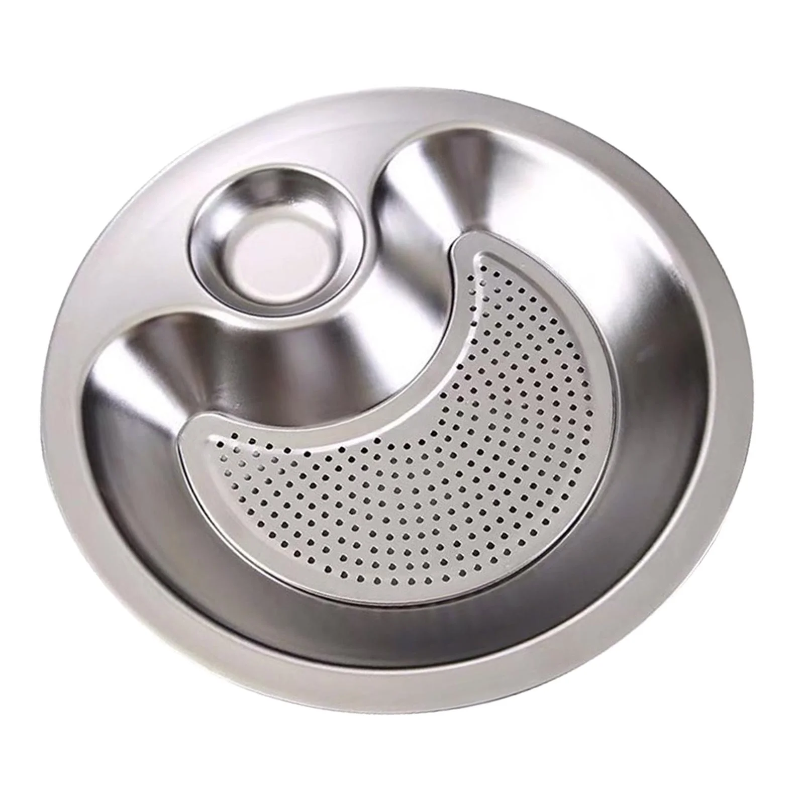 Stainless Steel Dumpling Plate with Dipping Saucer Platter Dinner Tray Japanese 28cm