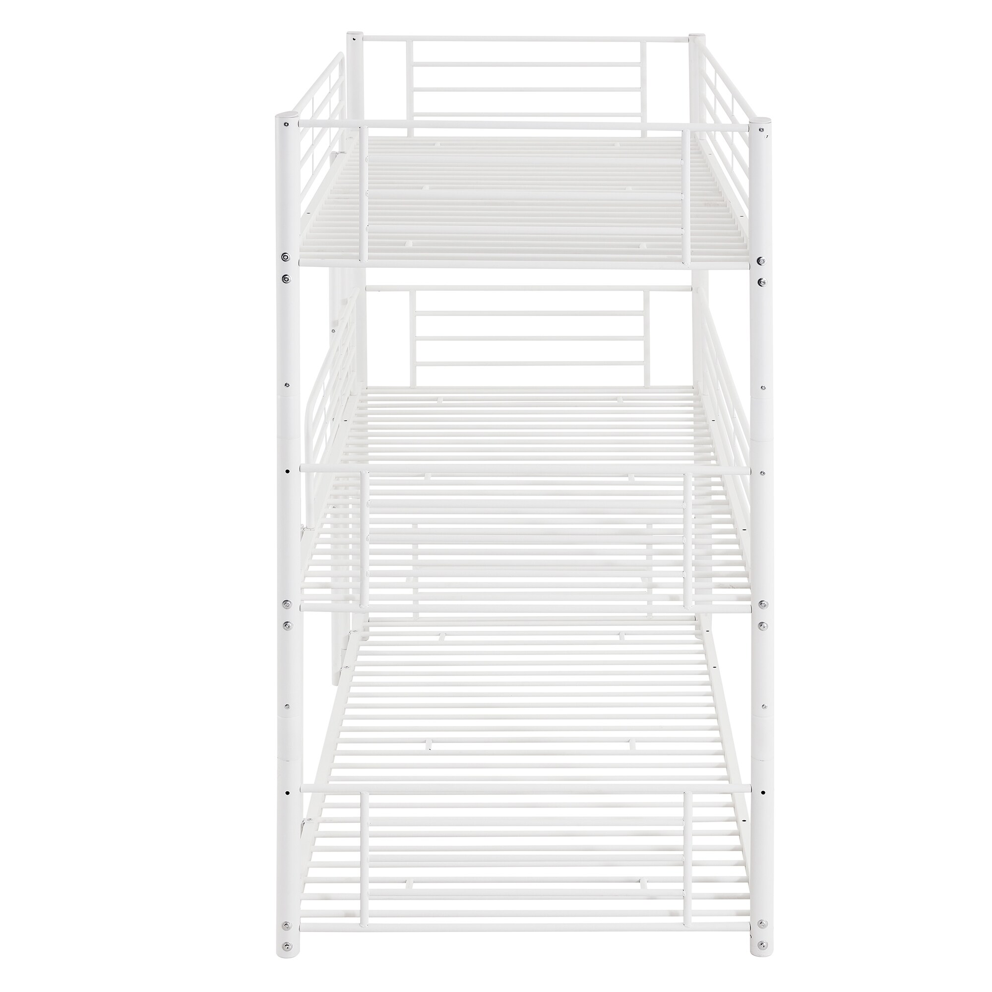 Nestfair  Twin Over Twin Over Twin Triple Bunk Bed with Built-in Ladder White