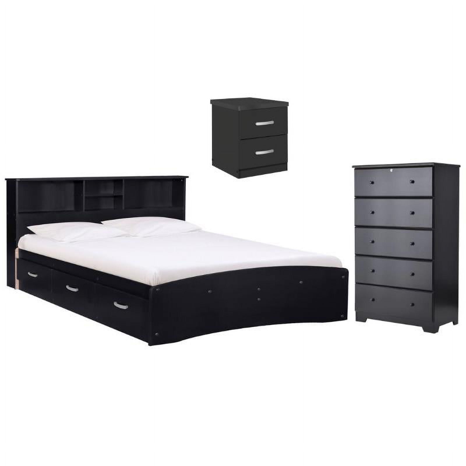 Home Square 3-Piece Set with Queen Bed 5-Drawer Chest Dresser Nightstand