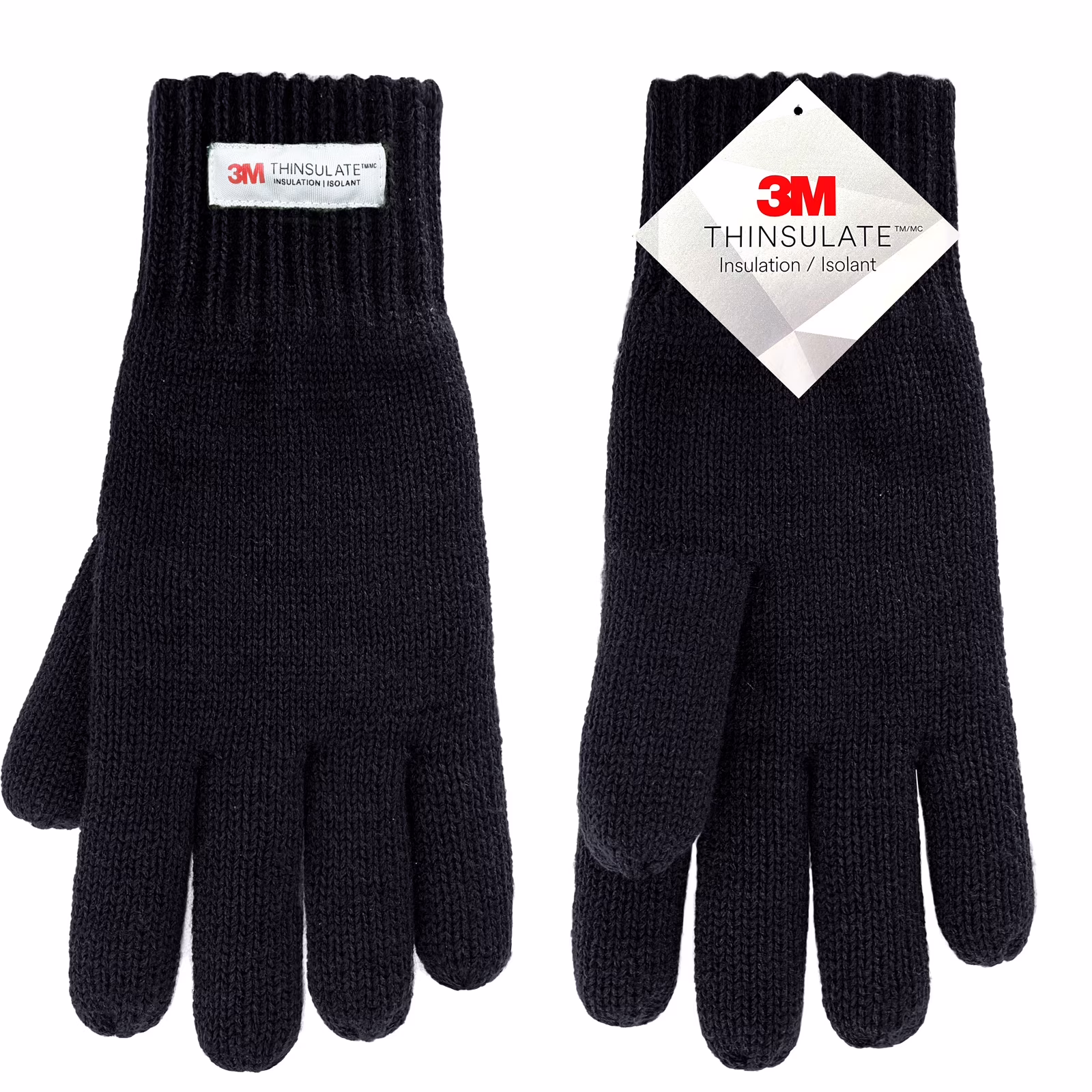 EvridWear 3M Thinsulate Thermal Insulated Lined Gloves, Warm Double Layer Knitted Winter Gloves for Men Women (Black)