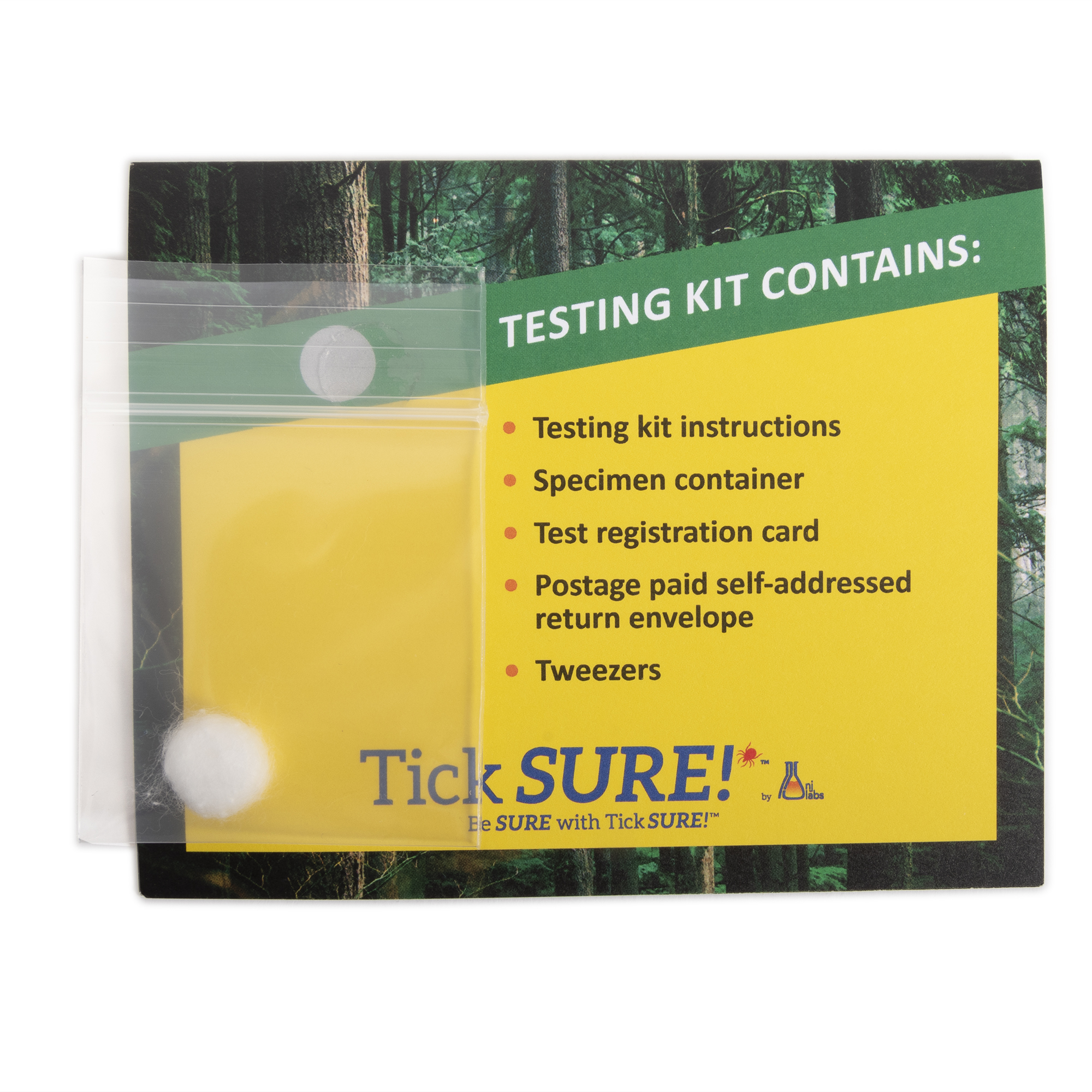Tick SURE!  Prepaid tick testing kit by NJ Labs