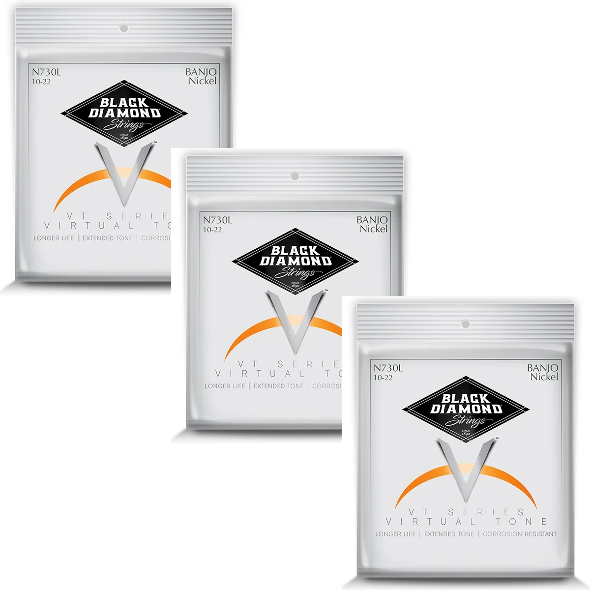 Black Diamond Banjo Strings 3-Pack 5-String Light Loop End Nickel Wound