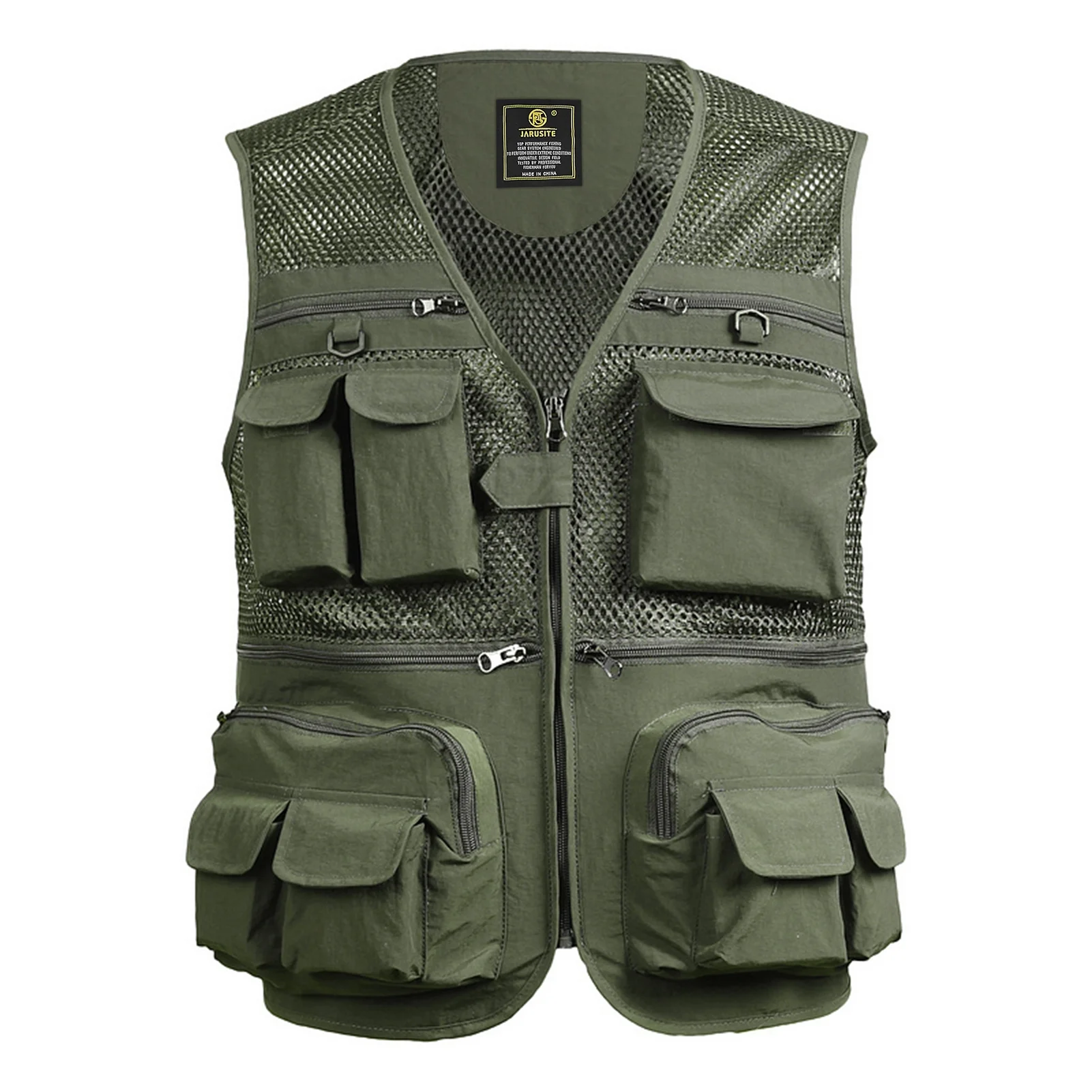 Breathable Fishing Travel Mesh Vest with Zipper Pockets Summer Work Vest for Outdoor Activities
