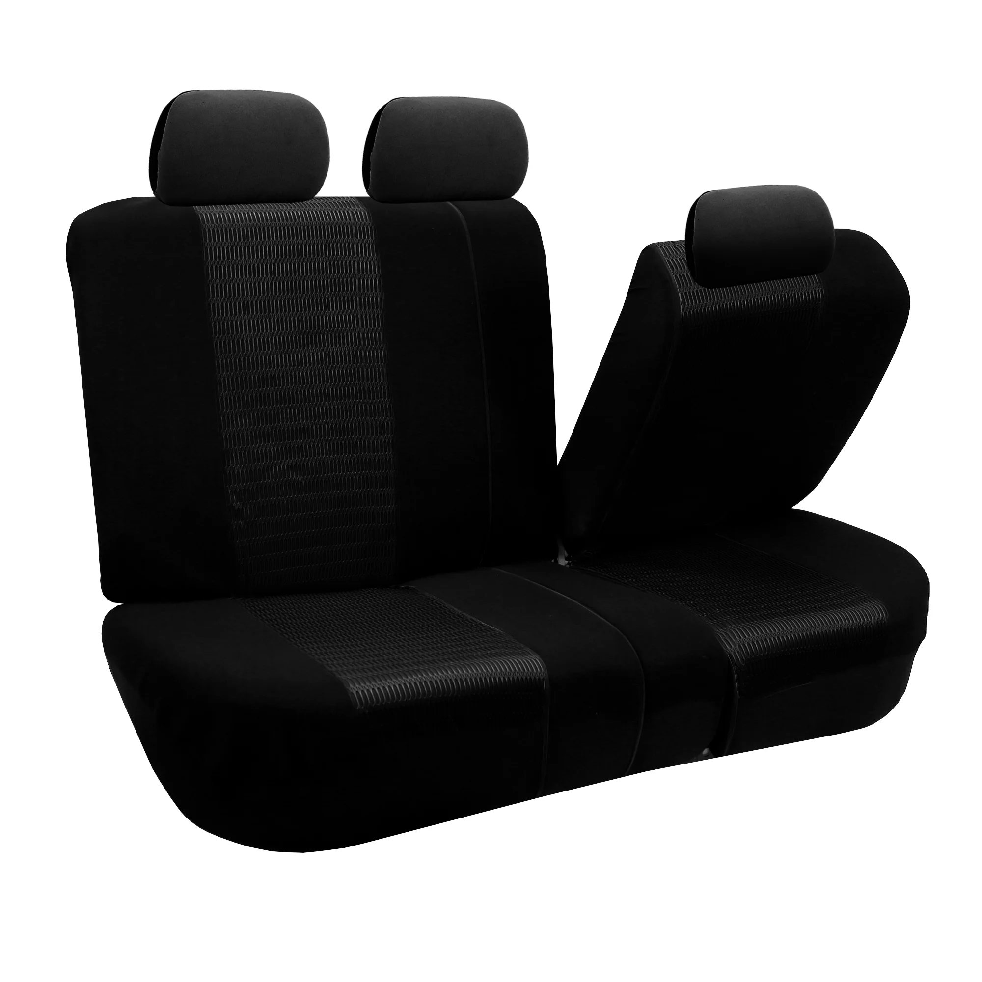 FH Group Trendy Elegence Airbag Compatible and Split Bench 8 Seaters Car Van Seat Covers, Full Set, Black