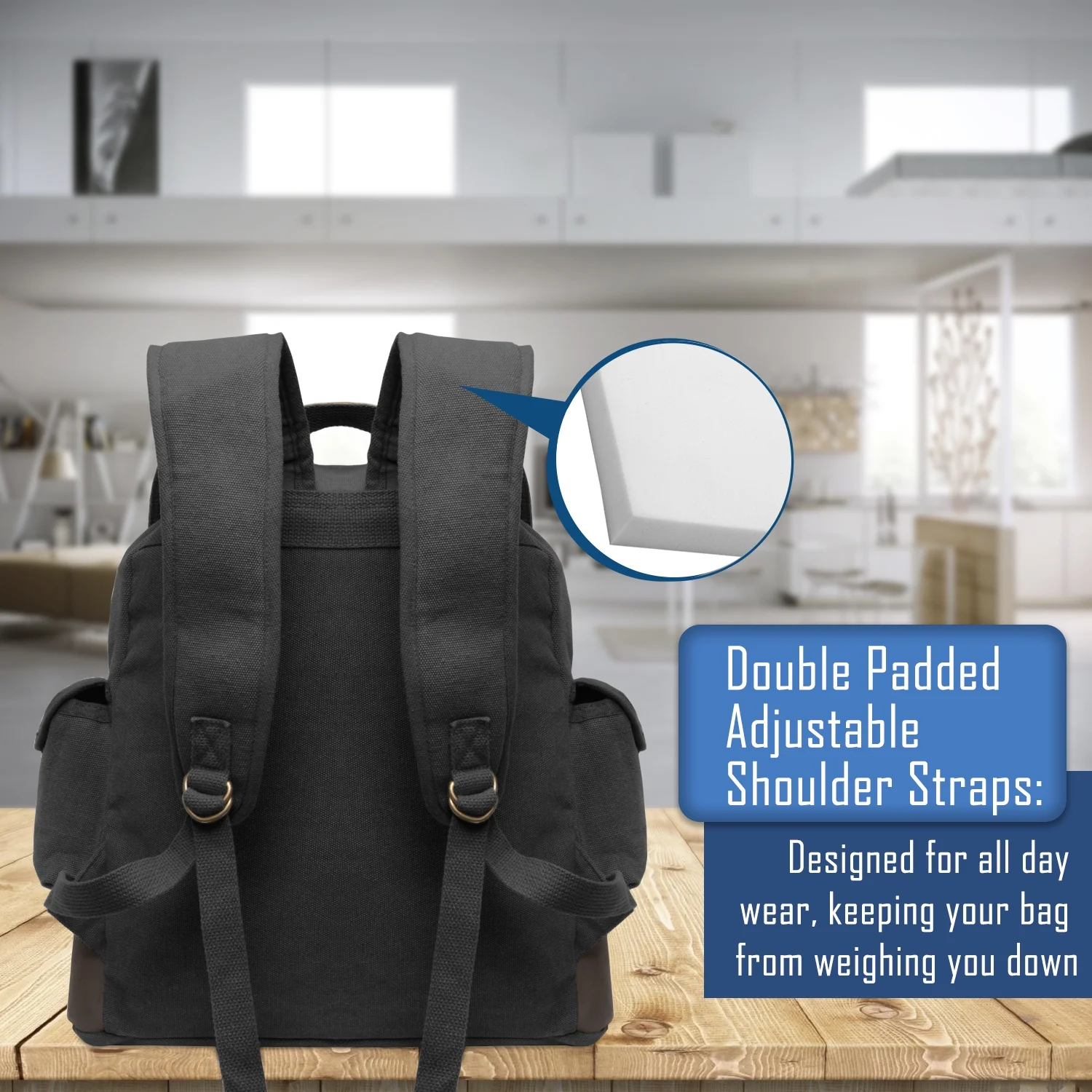 Browning Deer Heart Hunting Canvas Rucksack Backpack w/Leather Straps Black & Wh